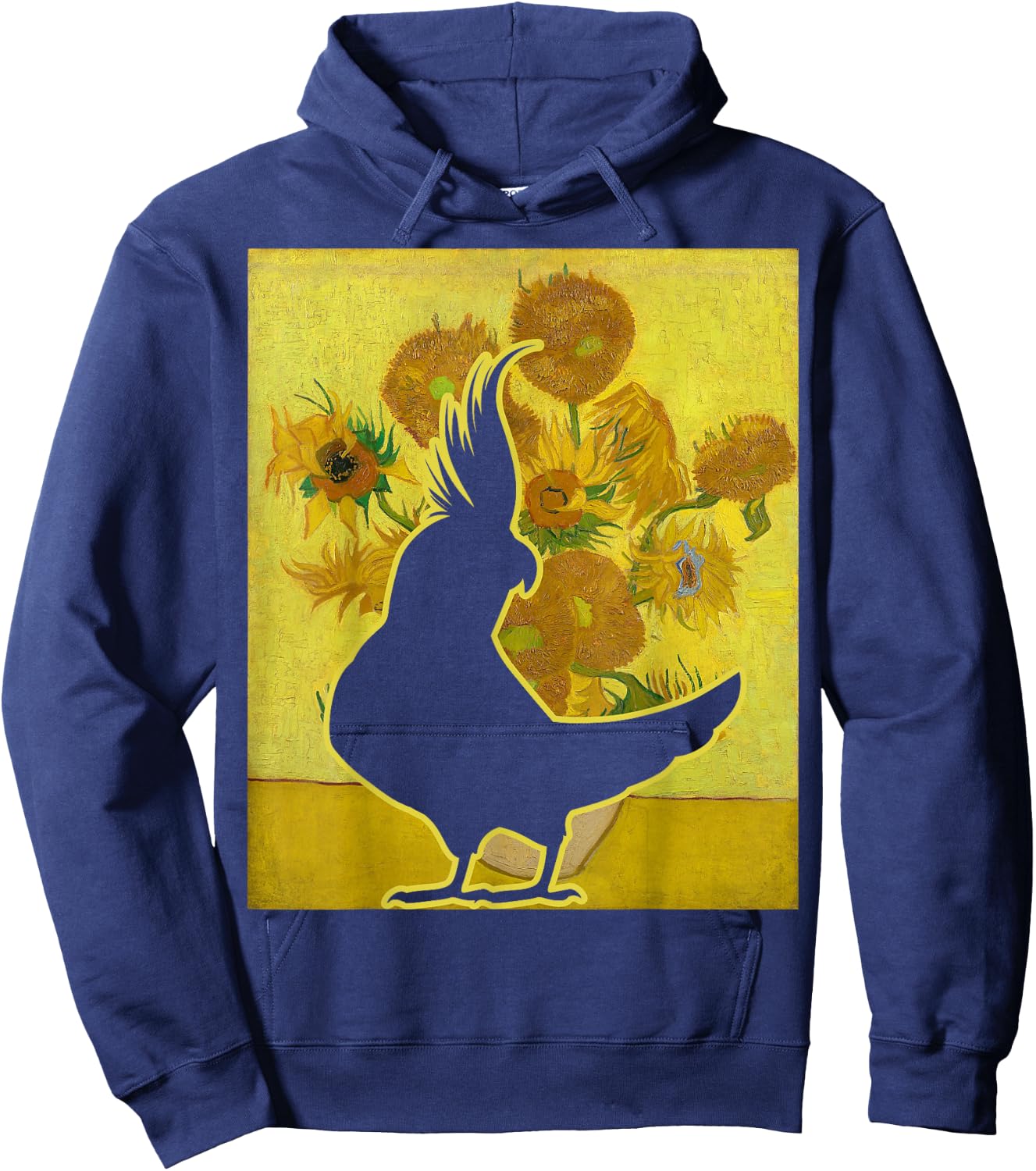 Cockatiel Sunflowers Van Gogh Cockatiel Parrot Birding Hoodie - Hoodie | Navy