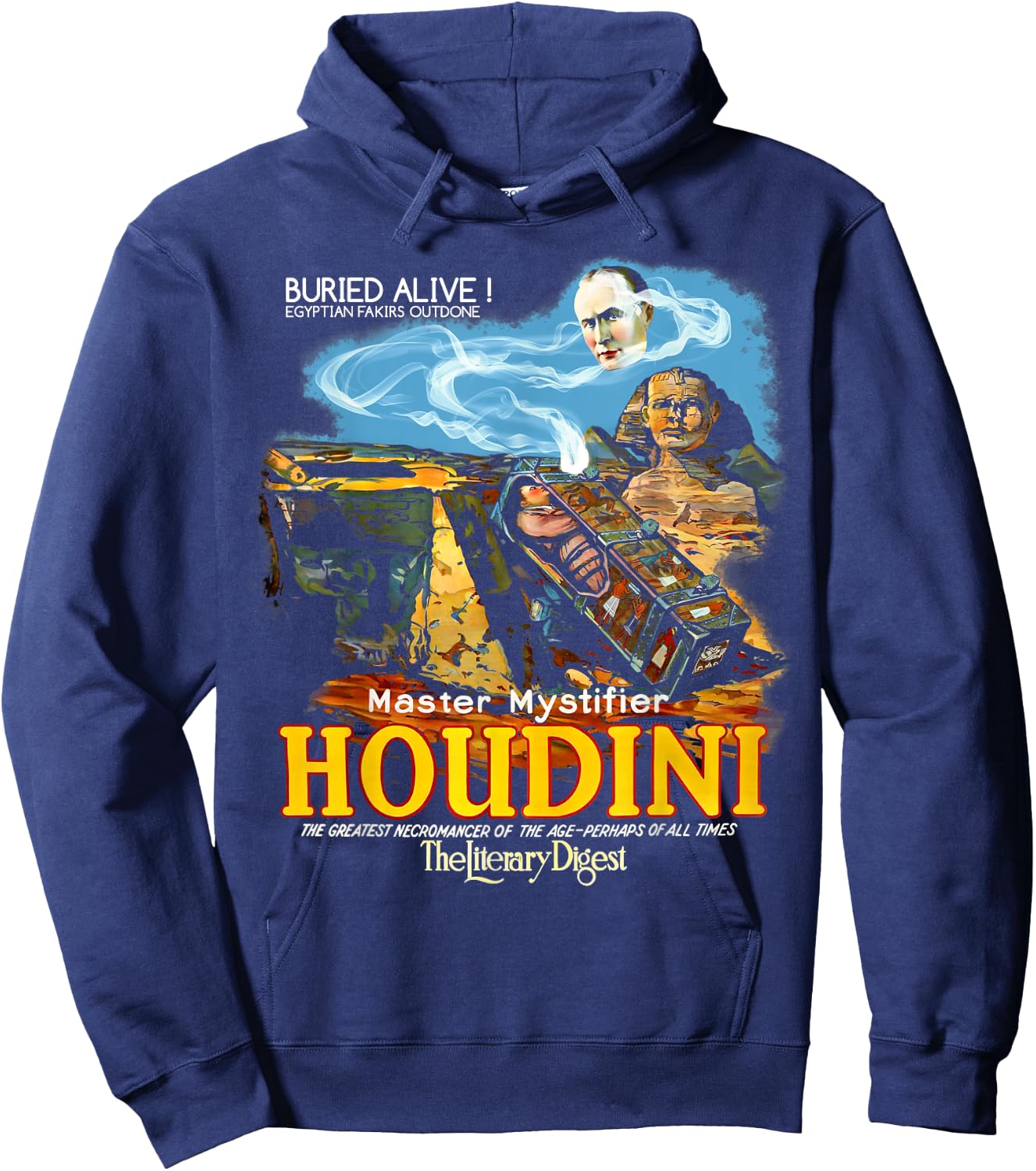Vintage Magic Houdini Poster Stage Magician Gift Hoodie - Hoodie | Navy