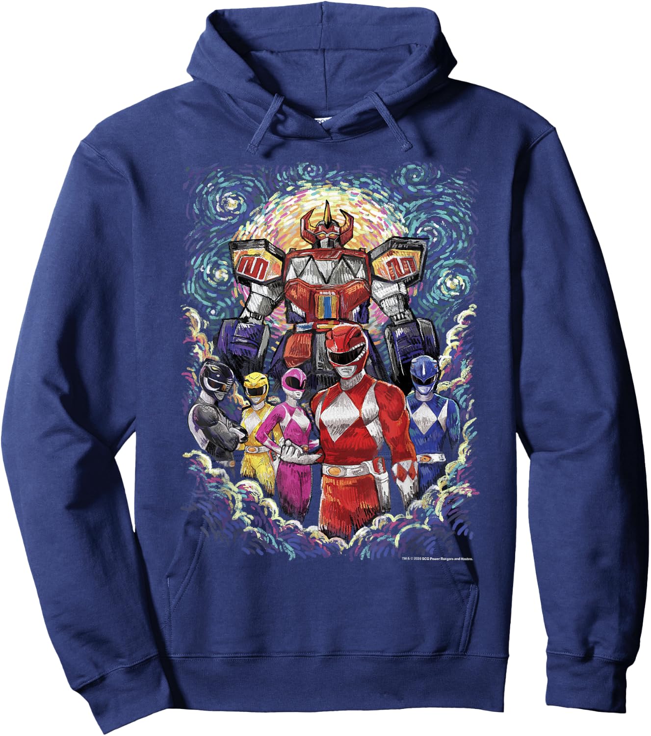 Power Rangers Mighty Morphin' Megazord Starry Night Poster Hoodie - Hoodie | Navy