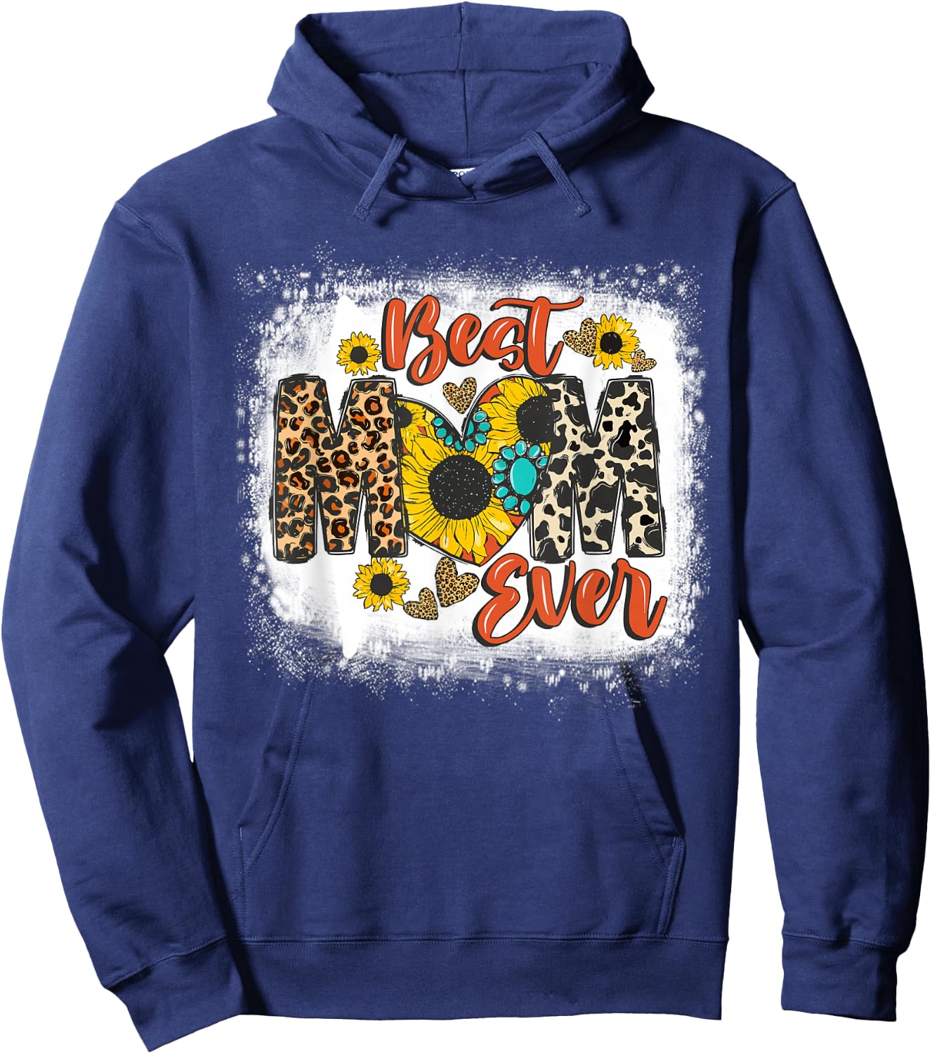 Best Mom Ever Sunflower Leopard Happy Mother's Day Hoodie - Hoodie | Navy