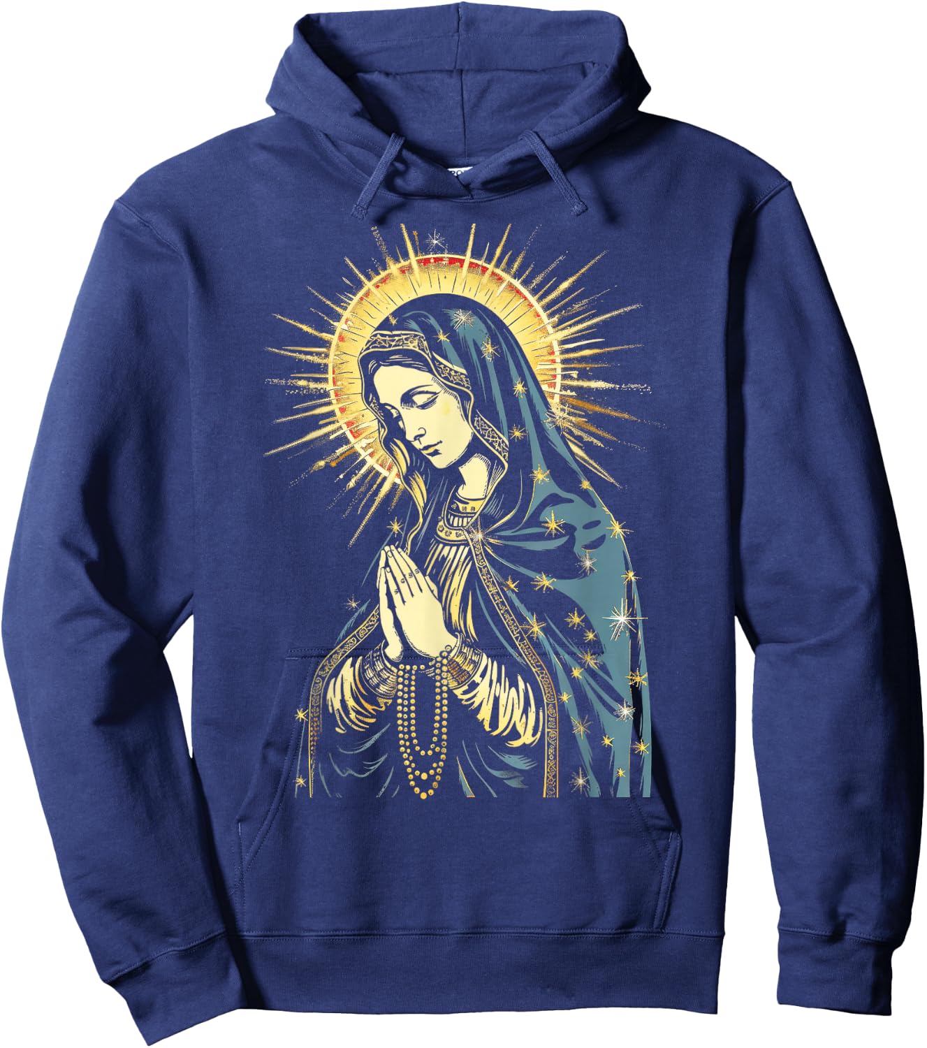 Jungfrau Maria, religiös, spirituell, betend, katholisch Hoodie - Hoodie | Navy