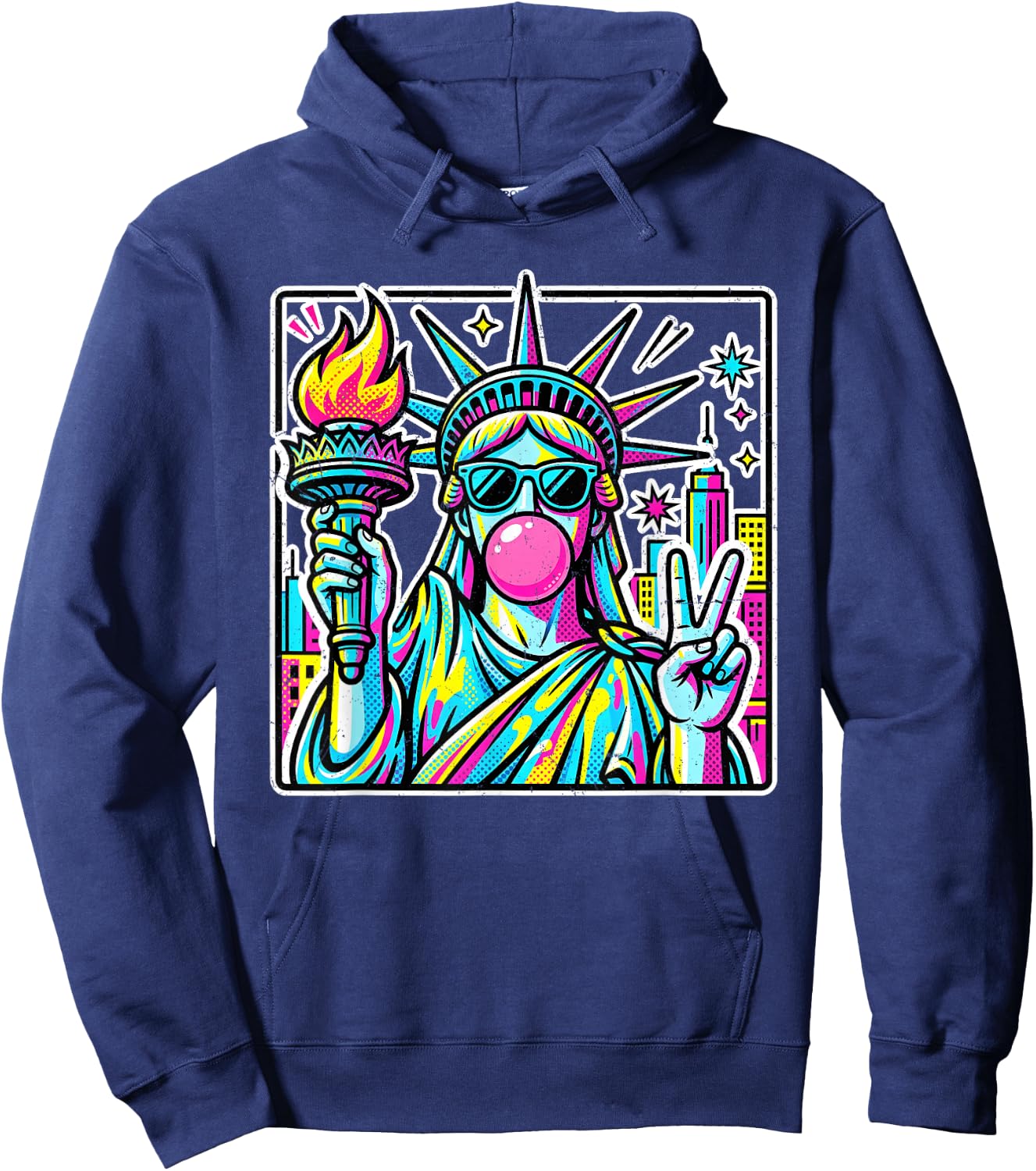 Retro Statue of Liberty Costume Kids Men Women Y2K Boys Girl Hoodie - Hoodie | Navy