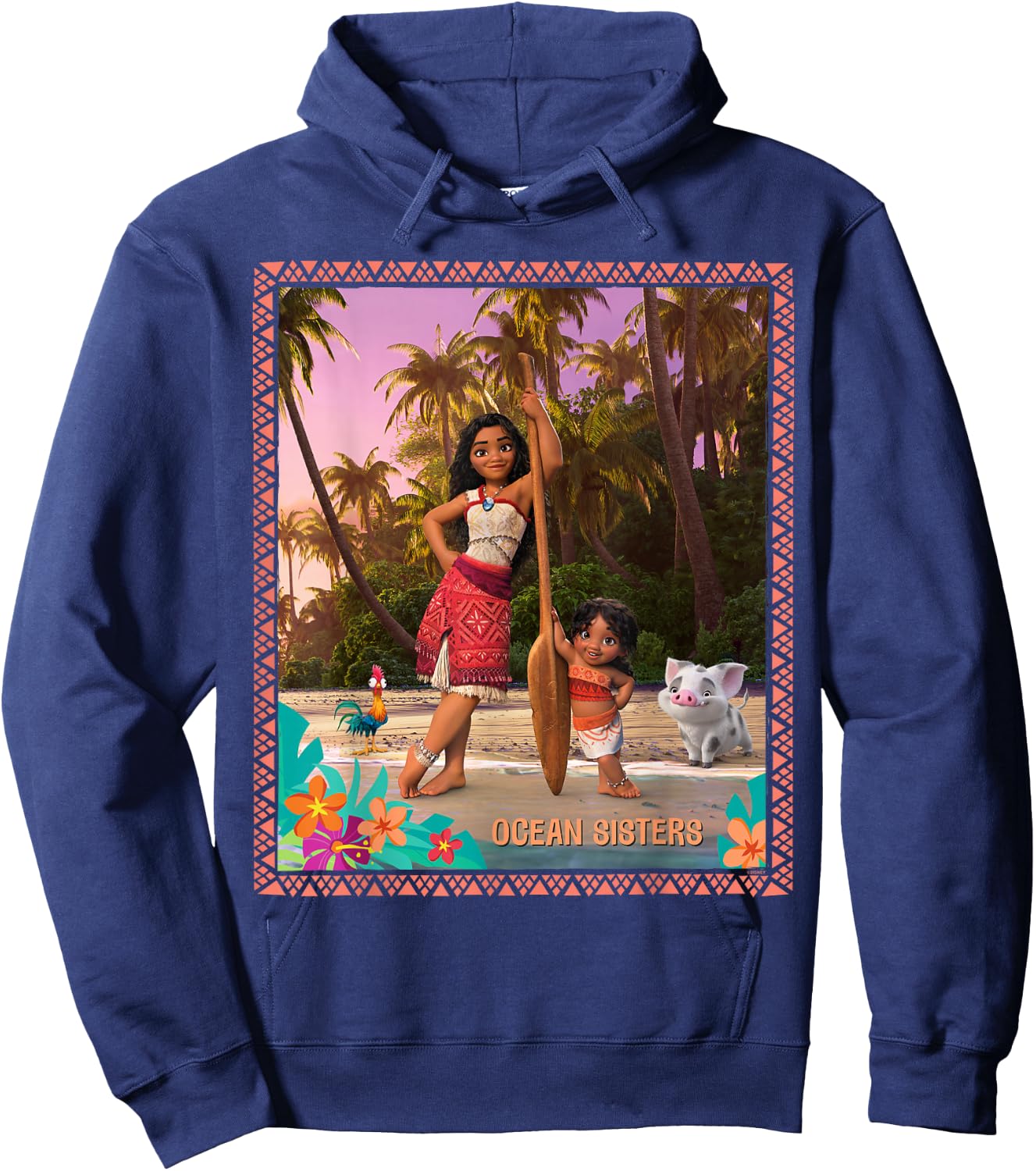 Disney Moana 2 Moana and Simea Pua Heihei Ocean Sisters , Black, S Hoodie - Hoodie | Navy