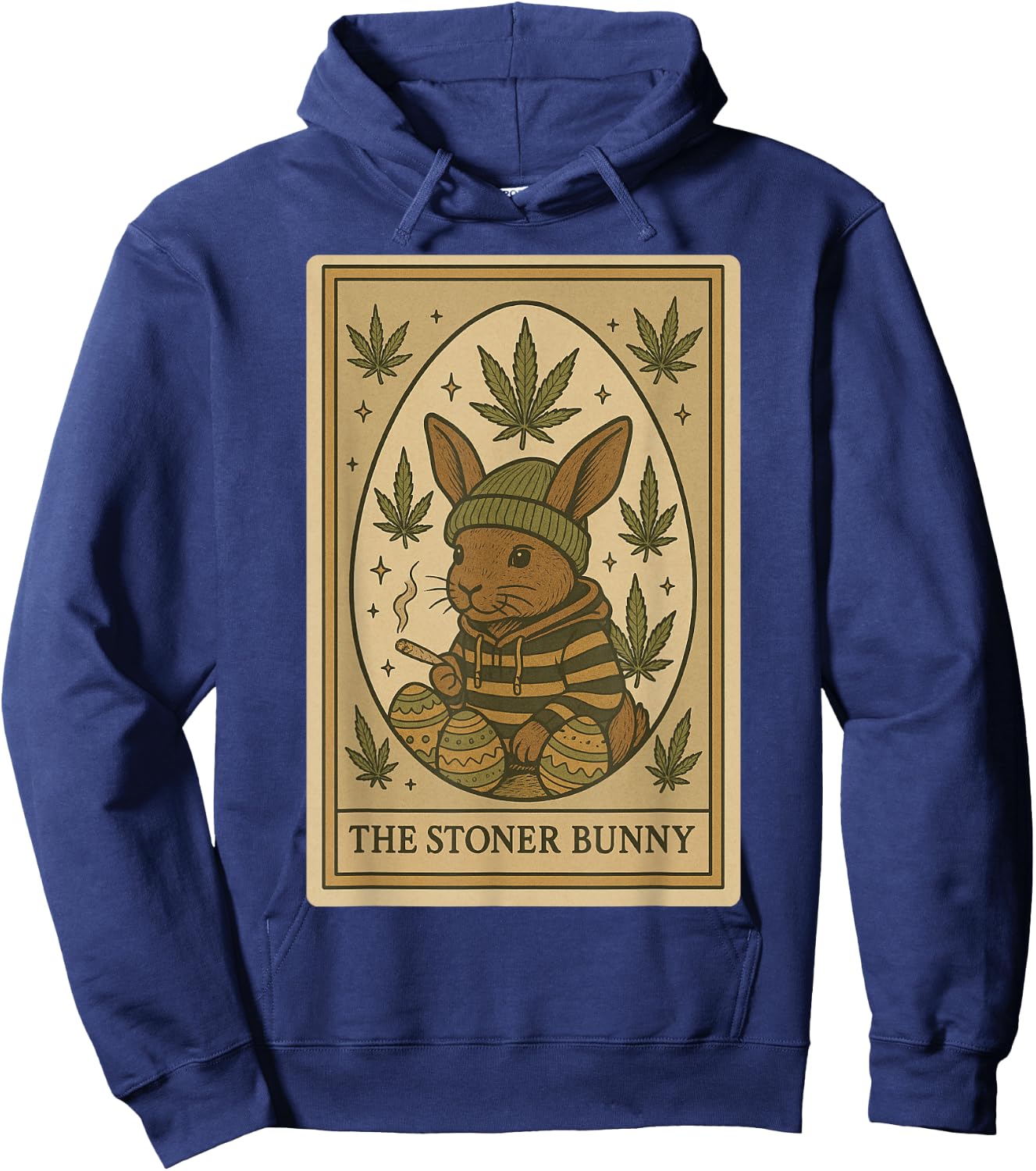 The Stoner Bunny Card 420 Weedster Easter Day Funny 2025 Hoodie - Hoodie | Navy