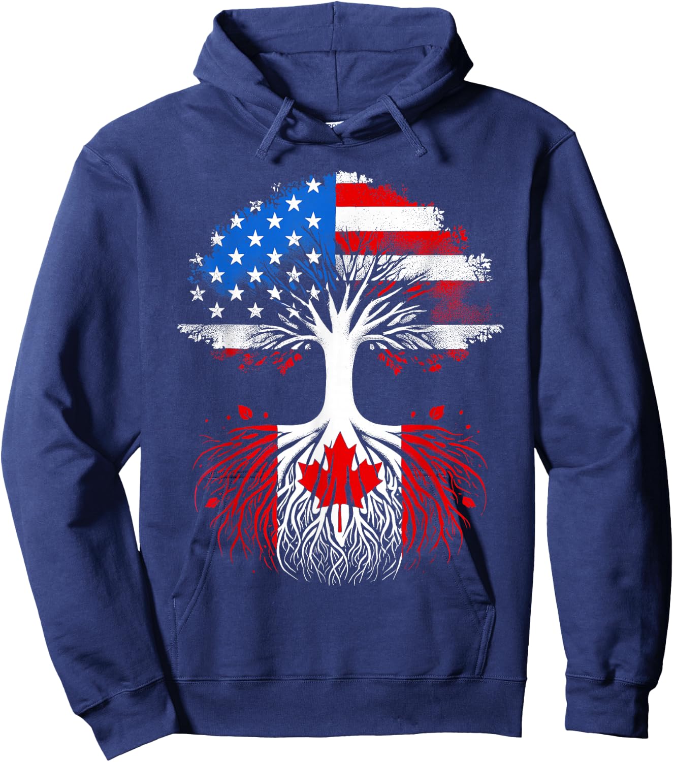 Canadian Roots USA American Grown Canada Flag Maple Leaf Hoodie - Hoodie | Navy