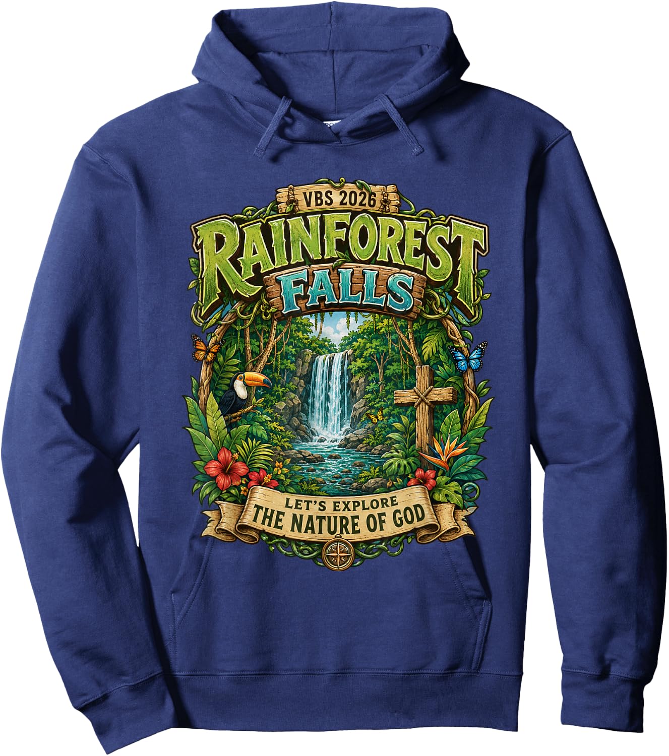 Rainforest.Falls VBS 2026.Jesus Faith Bible Verse Outfit Hoodie - Hoodie | Navy