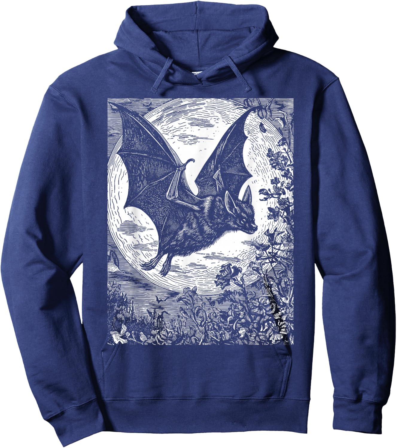 Medieval Bat | Gothic Pastel Goth Witch Dark Academia Hoodie - Hoodie | Navy