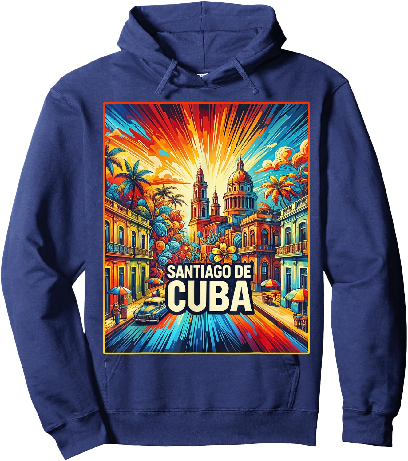 Santiago De Cuba Family Travel Shirt Vintage Retro City Travel Hoodie - Hoodie | Navy