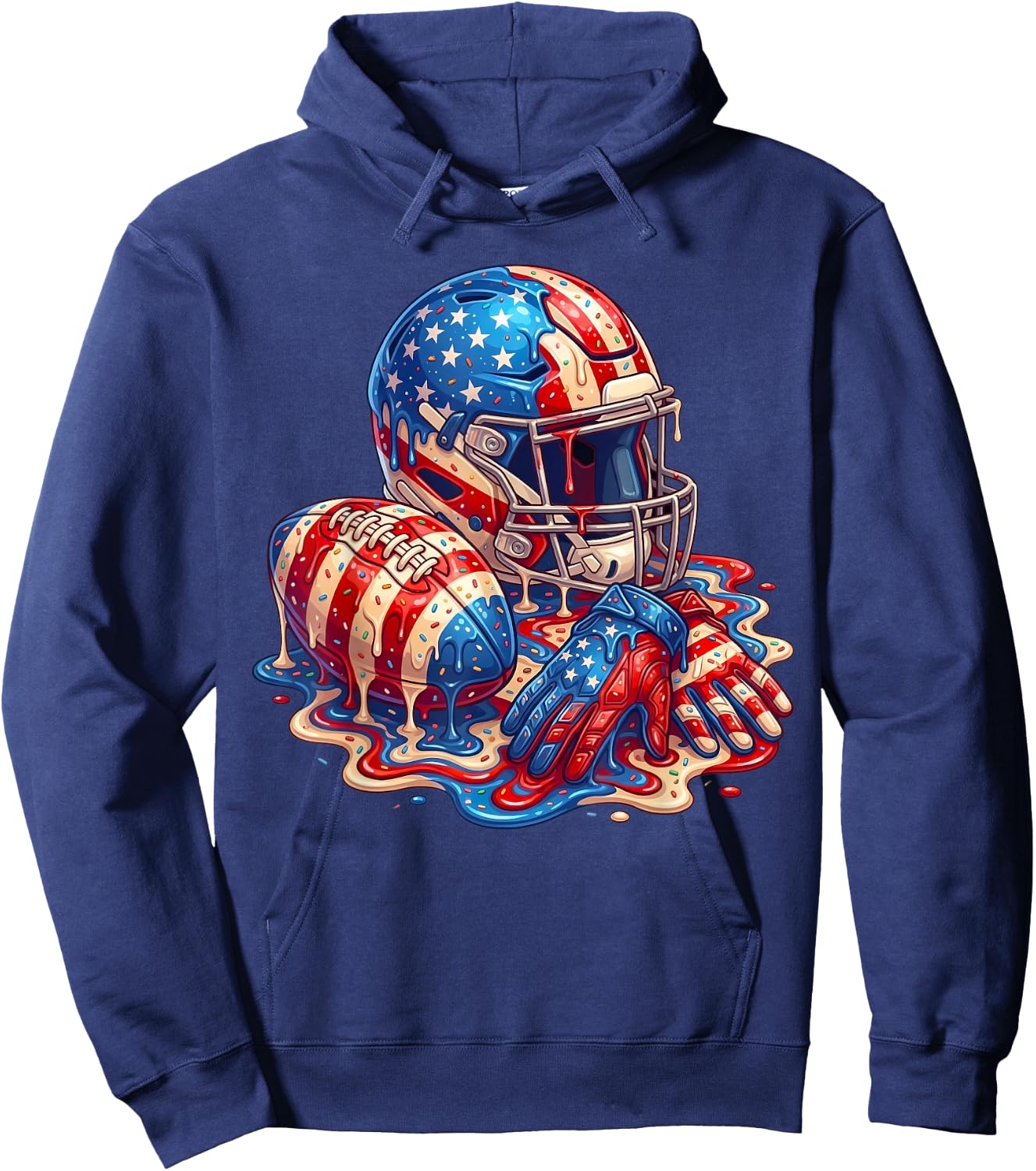 Football Drip for Boys Kids Youth American Flag 4th of July Hoodie - Hoodie | Navy