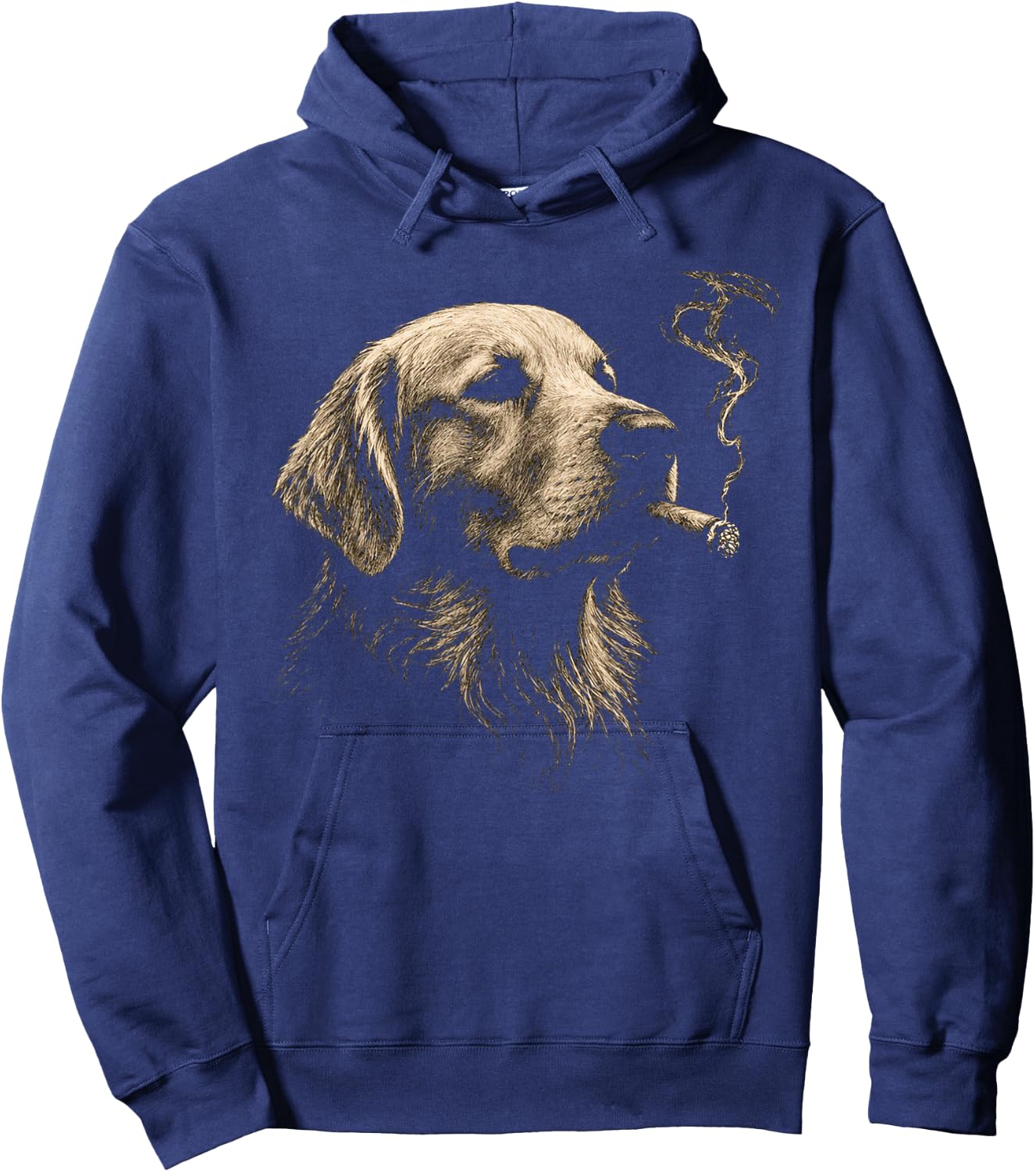 Golden Retriever Smoking Cigar Funny Dog Lover Vintage Hoodie - Hoodie | Navy