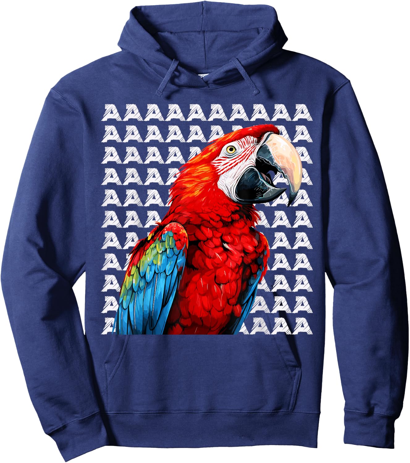 Macaw Parrot, Scarlet Macaw Screaming, Funny Macaw Hoodie - Hoodie | Navy