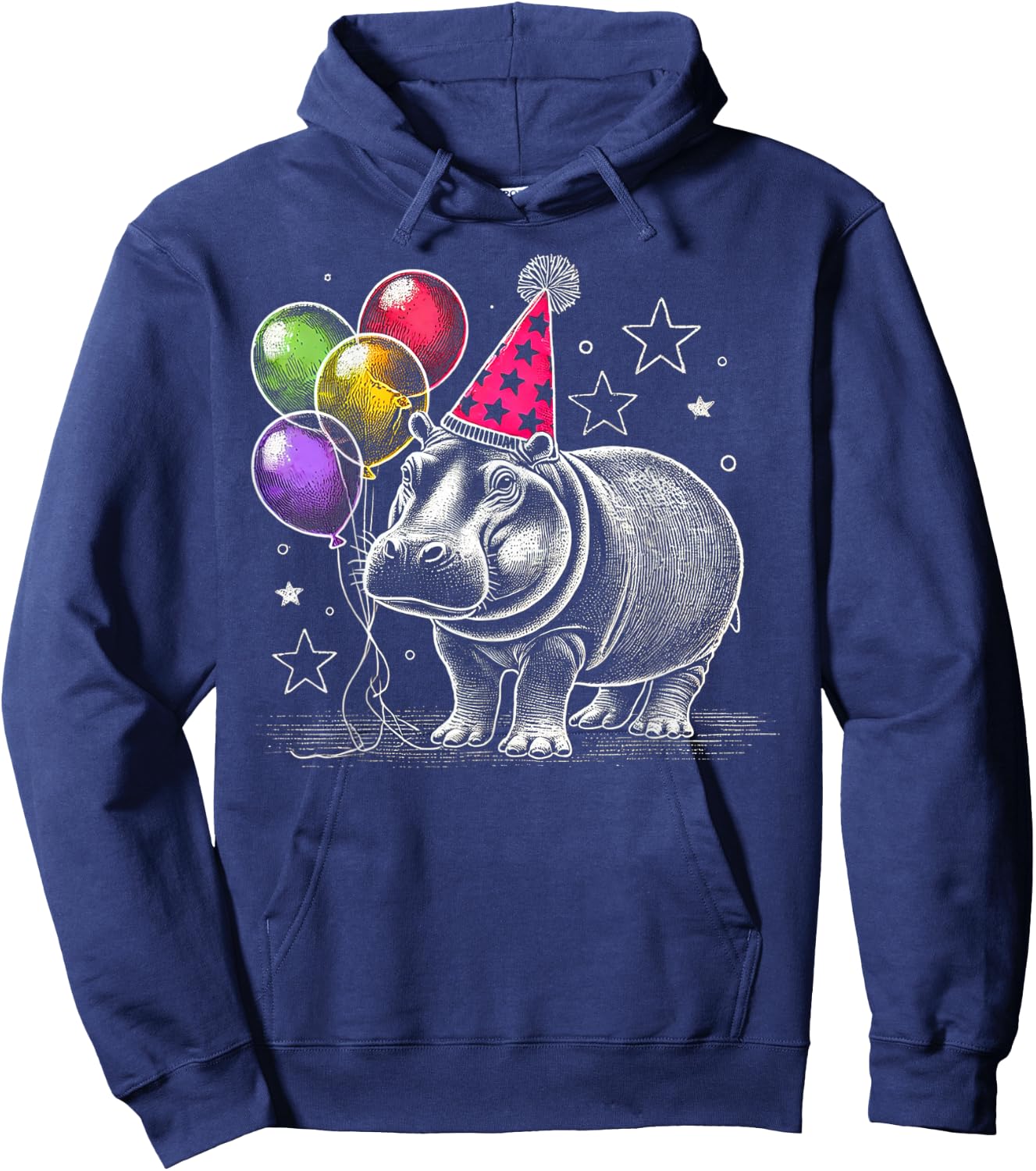 Party Hippo Art Fun Animal Birthday Gifts Idea for Kids Hoodie - Hoodie | Navy
