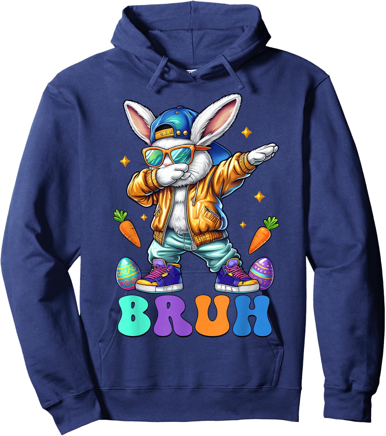 Happy Easter Day Dabbing Bunny Bruh Meme Bruh Boy Girl Kid Hoodie - Hoodie | Navy