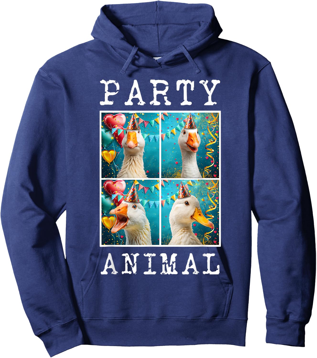 Ducks Face Colorful Farm Animal Party Hat Funny Duck Farming Hoodie - Hoodie | Navy