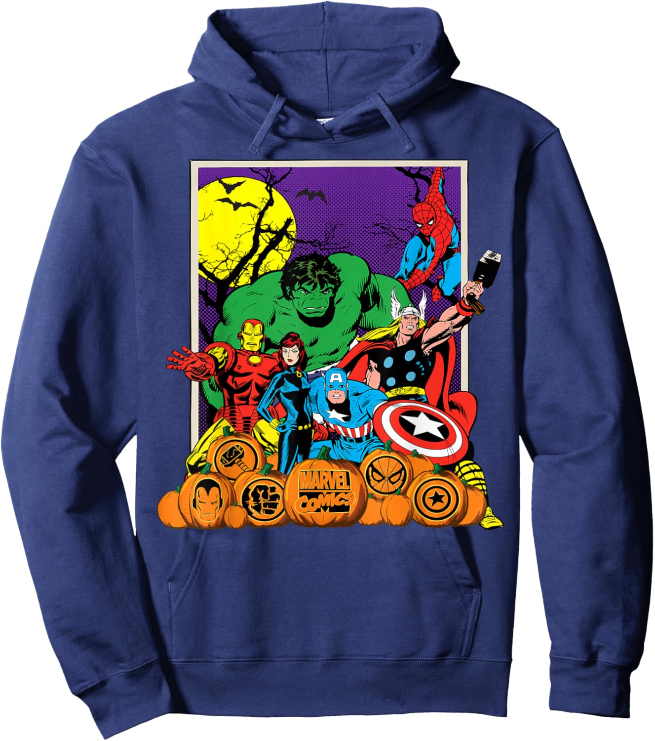 Marvel Heroes Pumpkin Patch Classic Retro Graphic Hoodie - Hoodie | Navy