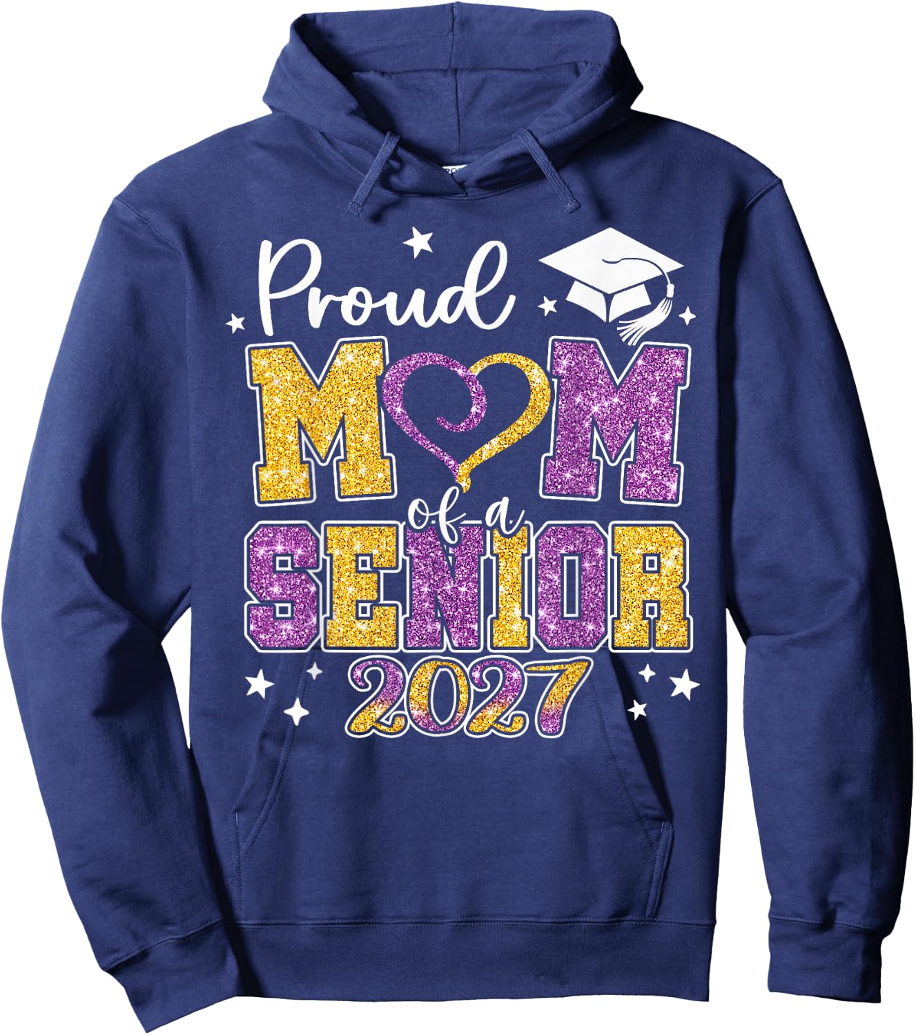 Proud Mom of A Senior 2027 Class of 2027 Graduate Hoodie - Hoodie | Navy