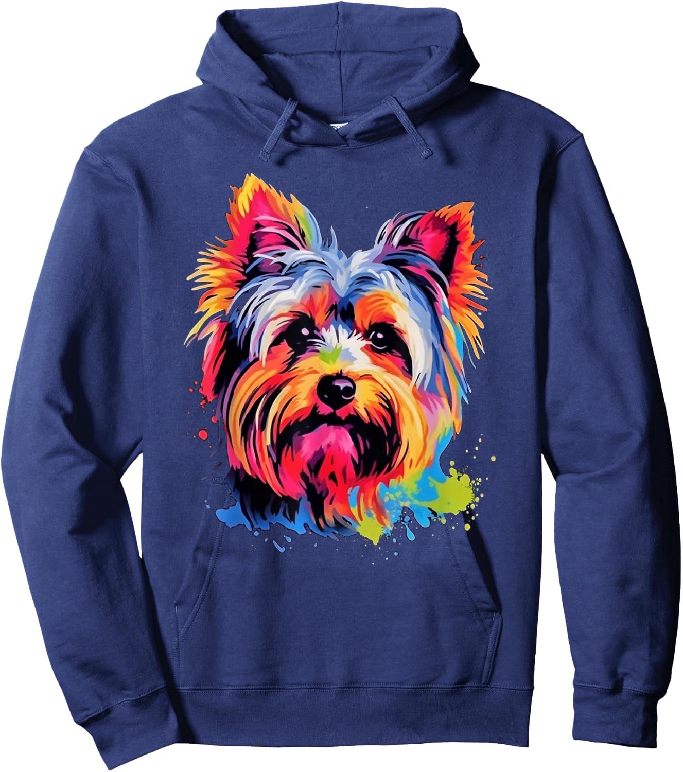 Colorful Pop Art Yorkshire Terrier Yorkie Lover Portrait Hoodie - Hoodie | Navy