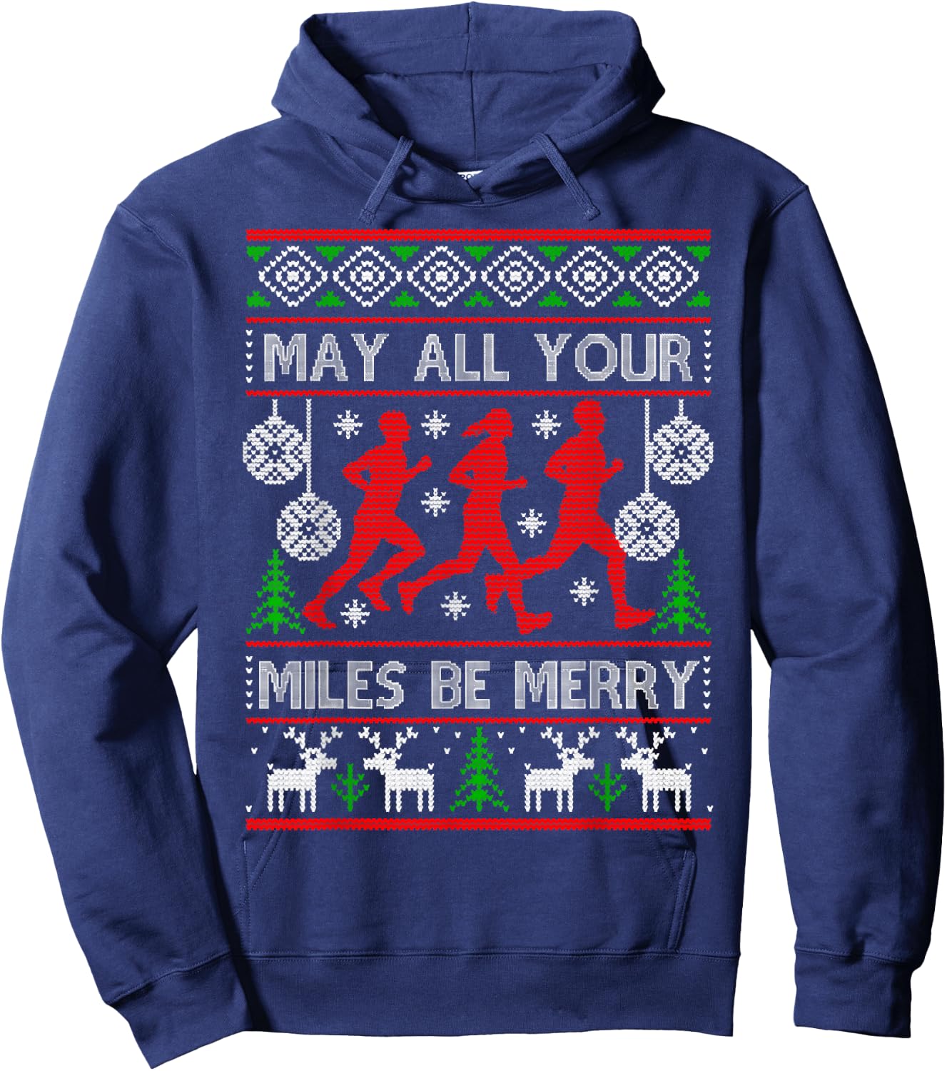 Christmas May All Your Miles Be Merry, Runner Christmas Hoodie - Hoodie | Navy