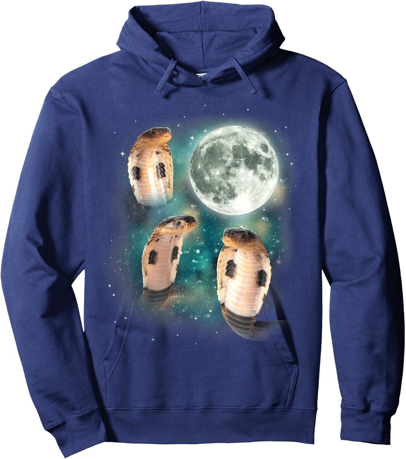 Three Cobras Moon | 3 Serpent Meme Cursed Snake Wildlife Hoodie - Hoodie | Navy