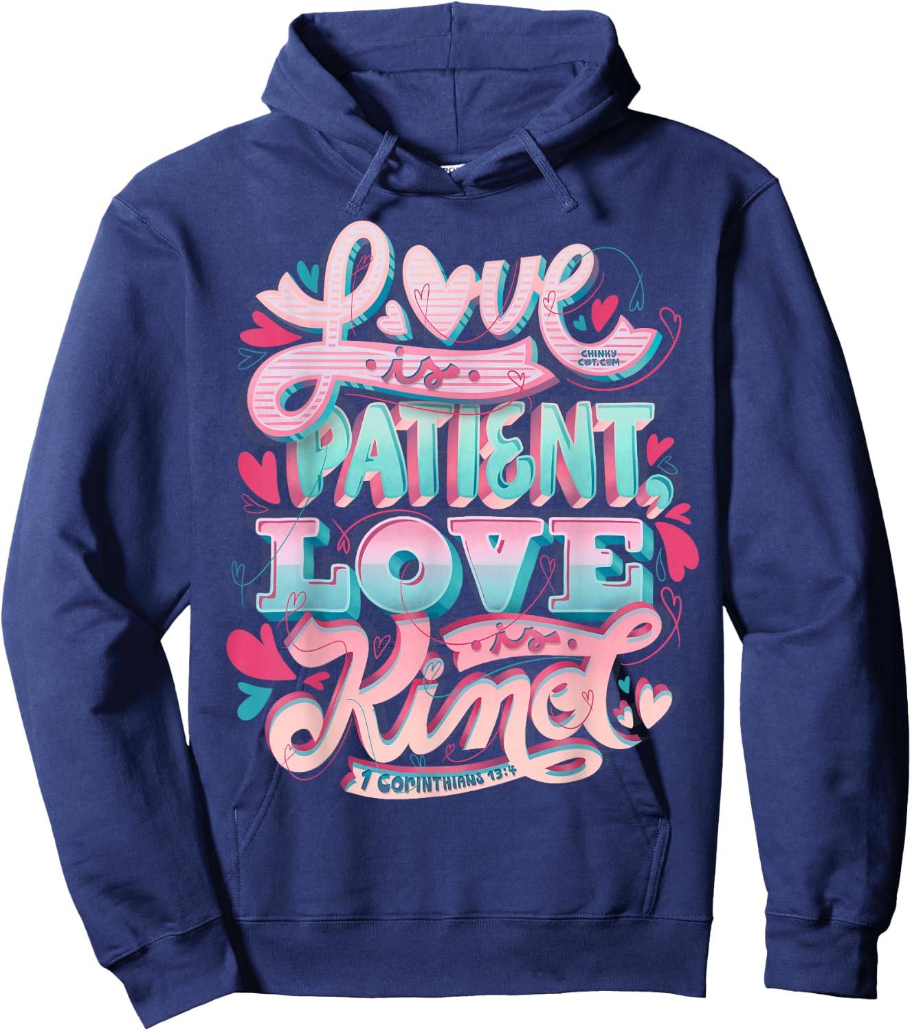 Love Patient Kind 1 Corinthians 13:4 Loving Marriage Bible Hoodie - Hoodie | Navy