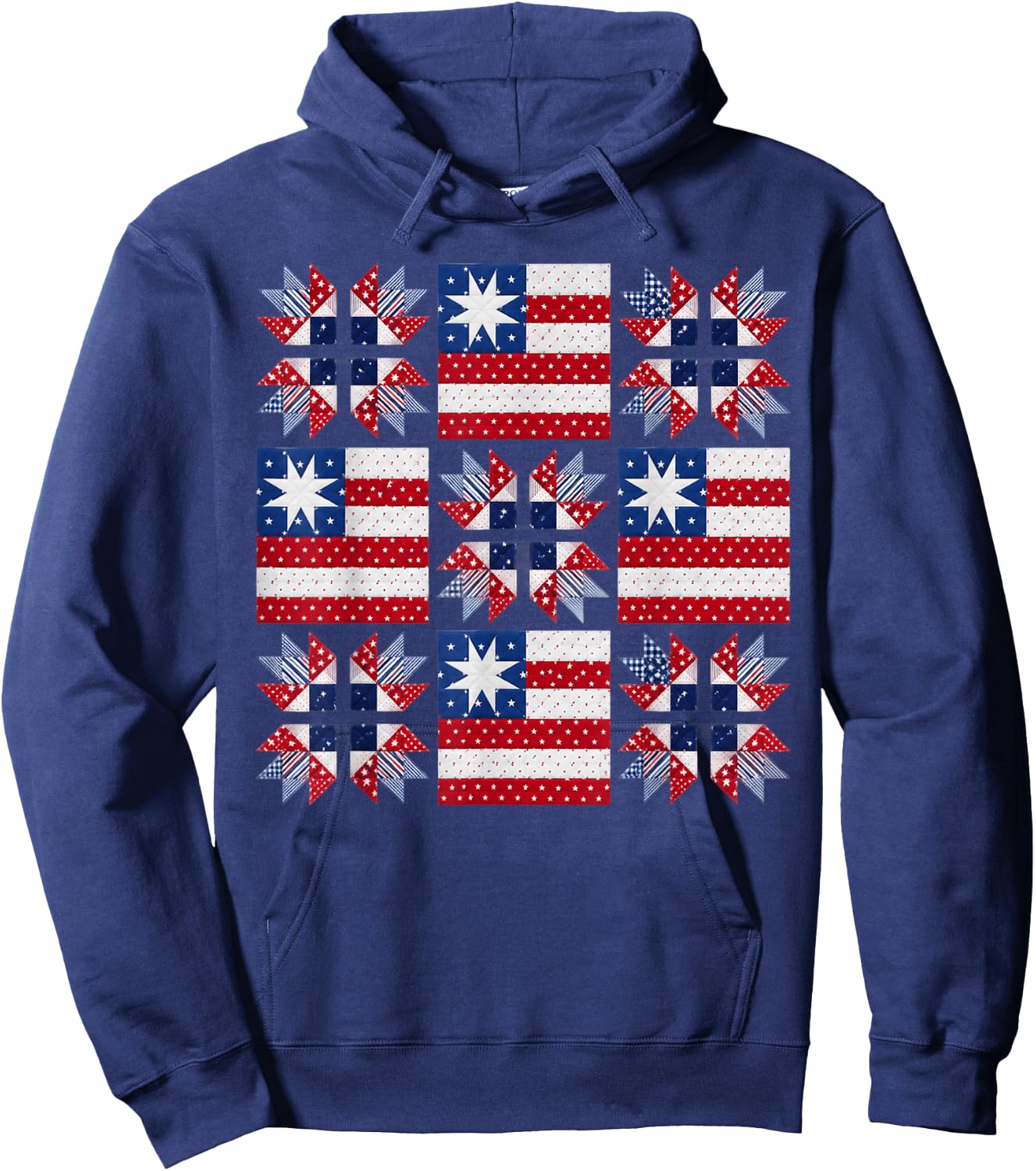Patriotic Quilt Block American Quilter Sewing Craft Lover Hoodie - Hoodie | Navy