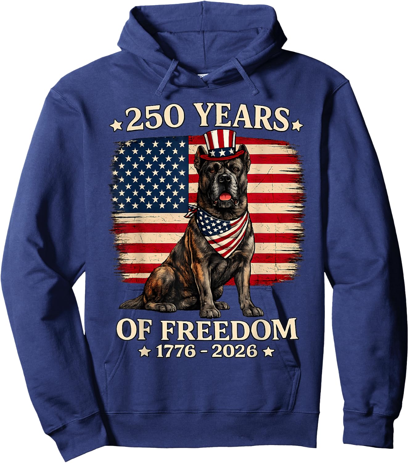 Cane Corso Dog 250 Years of Freedom USA Flag 4th July Hoodie - Hoodie | Navy