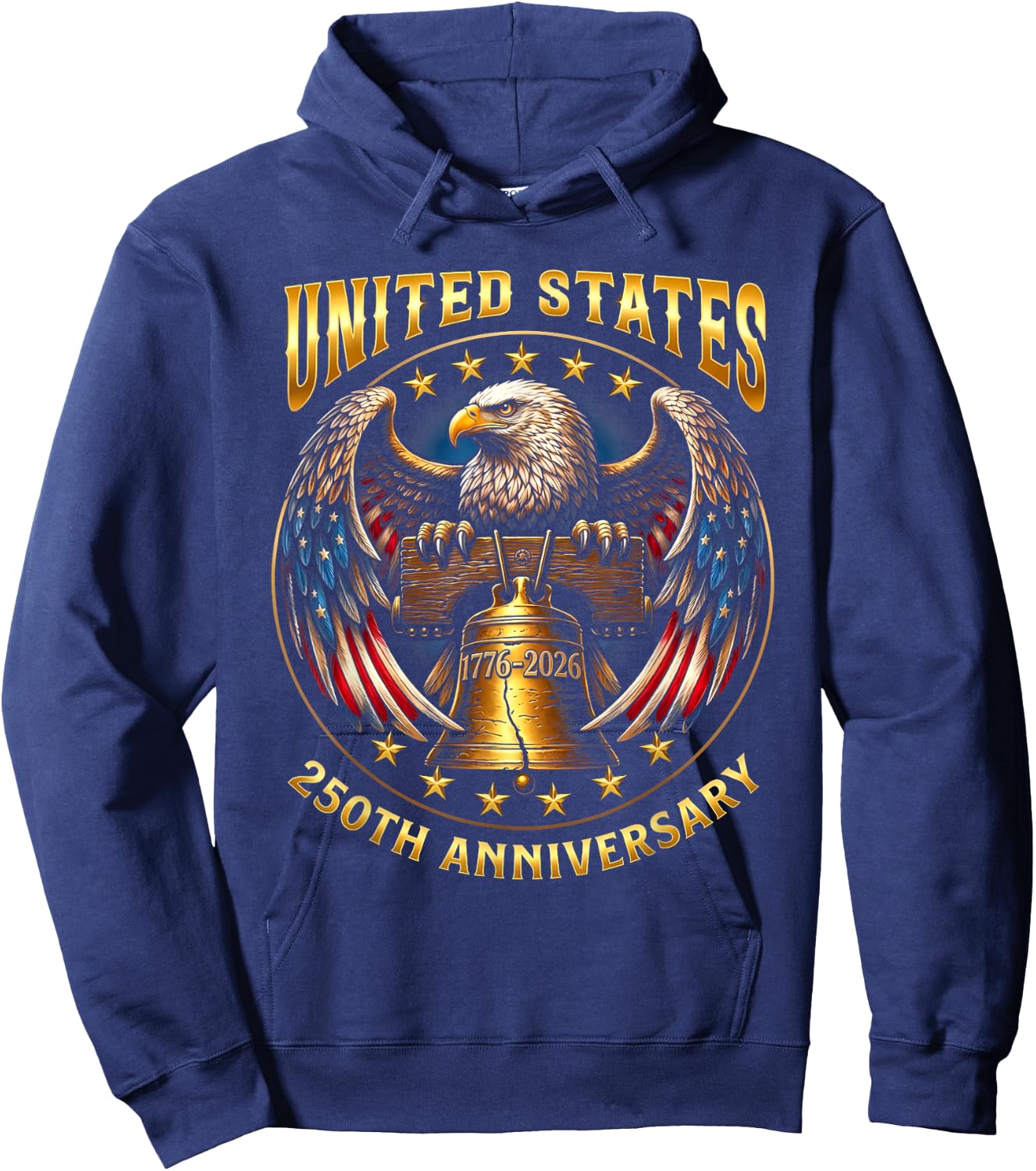 250th Anniversary Independence Day 1776 2026 Patriotic Eagle Hoodie - Hoodie | Navy