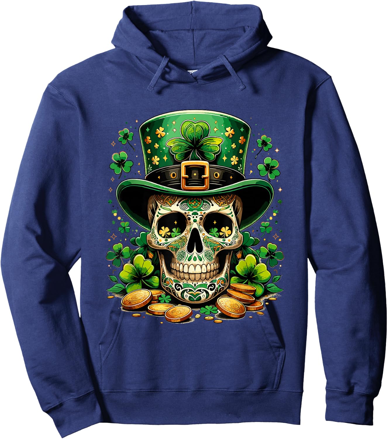 Goblin Skull St Patricks Day Shenanigans Saint Patrick , black, S Hoodie - Hoodie | Navy
