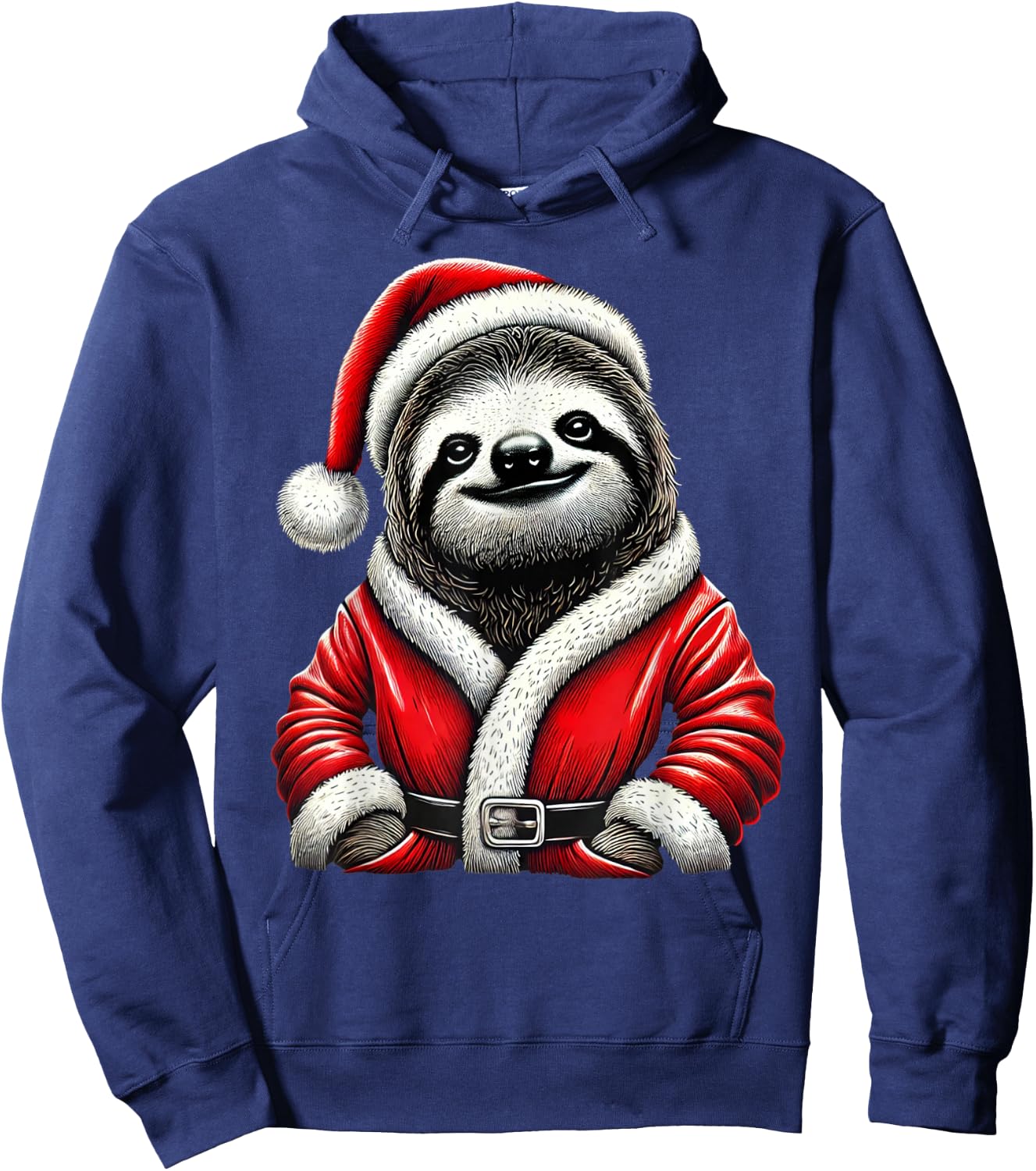 Cute Funny Sloth Santa Claus Christmas Xmas Sloth Hoodie - Hoodie | Navy