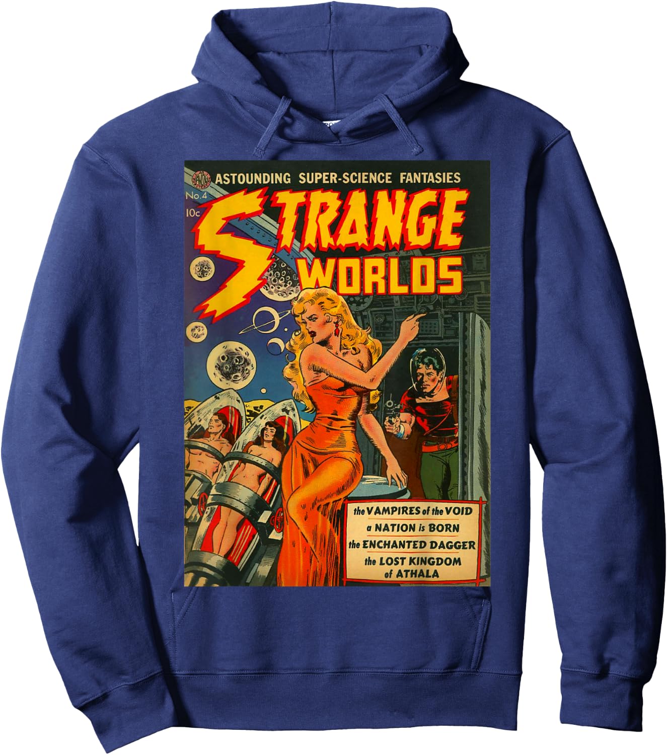 Sci Fi Pin Up Girl Science Fiction Vintage Horror Comic Book Hoodie - Hoodie | Navy