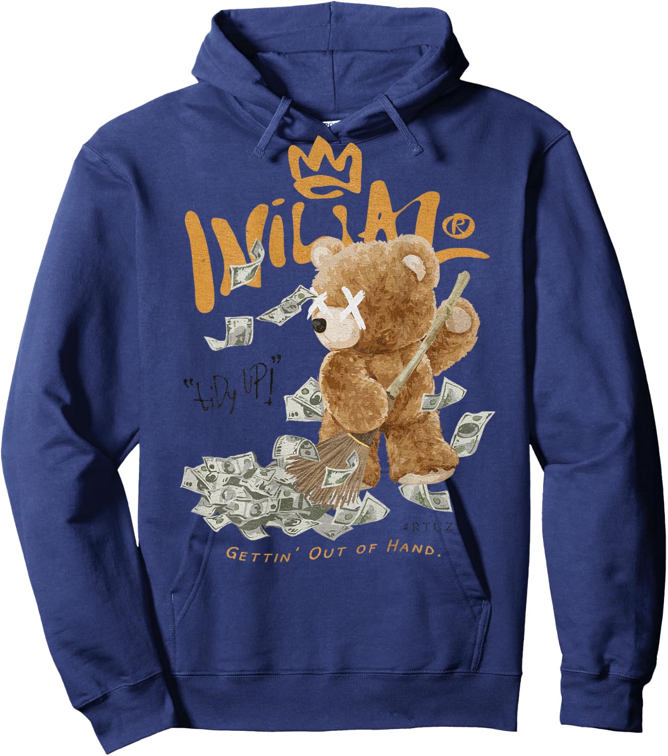 Back Print Y2K Streetwear Women's Clothing Men Teddy Bear Hoodie - Hoodie | Navy