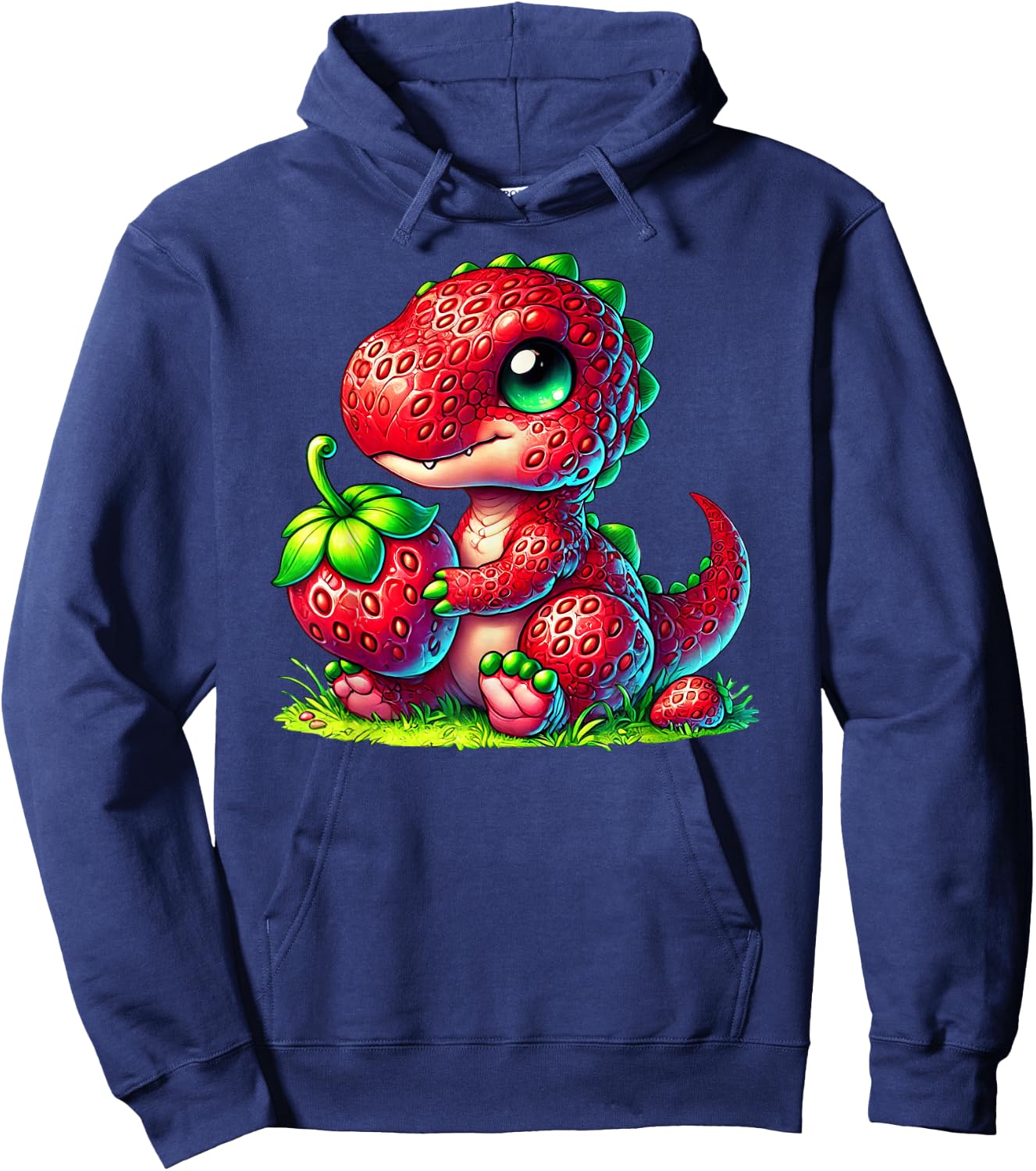Cute Strawberry Summer Fruit Lover Dinosaur T Rex Boys Girls Hoodie - Hoodie | Navy