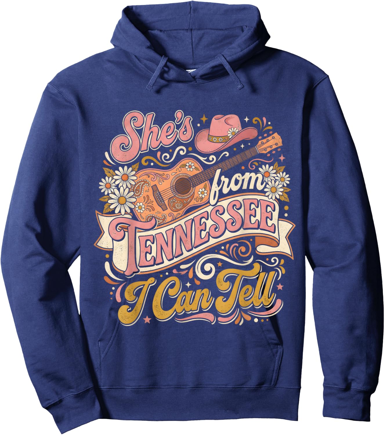 She’s from Tennessee I Can Tell Retro Cowgirl Hoodie - Hoodie | Navy