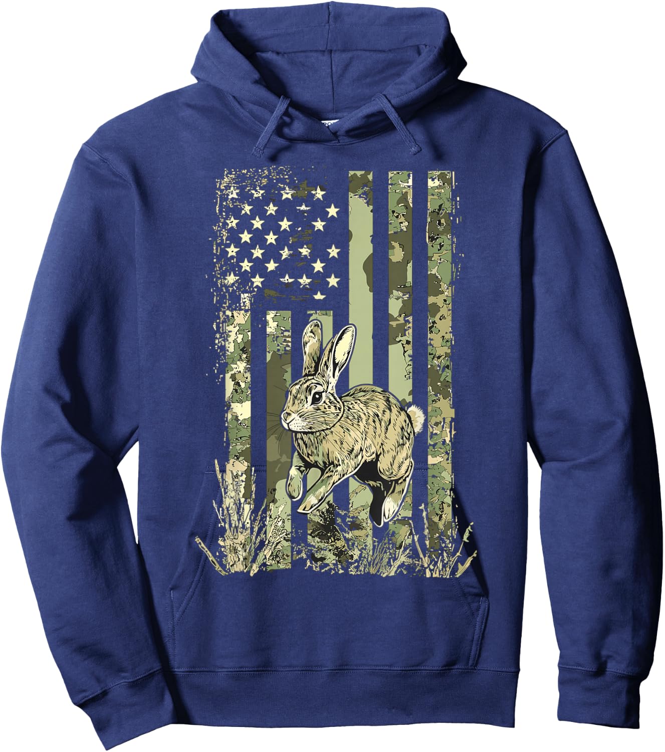 Camouflage Bunny Rabbit American Flag Hunting Rabbit Hunter Hoodie - Hoodie | Navy
