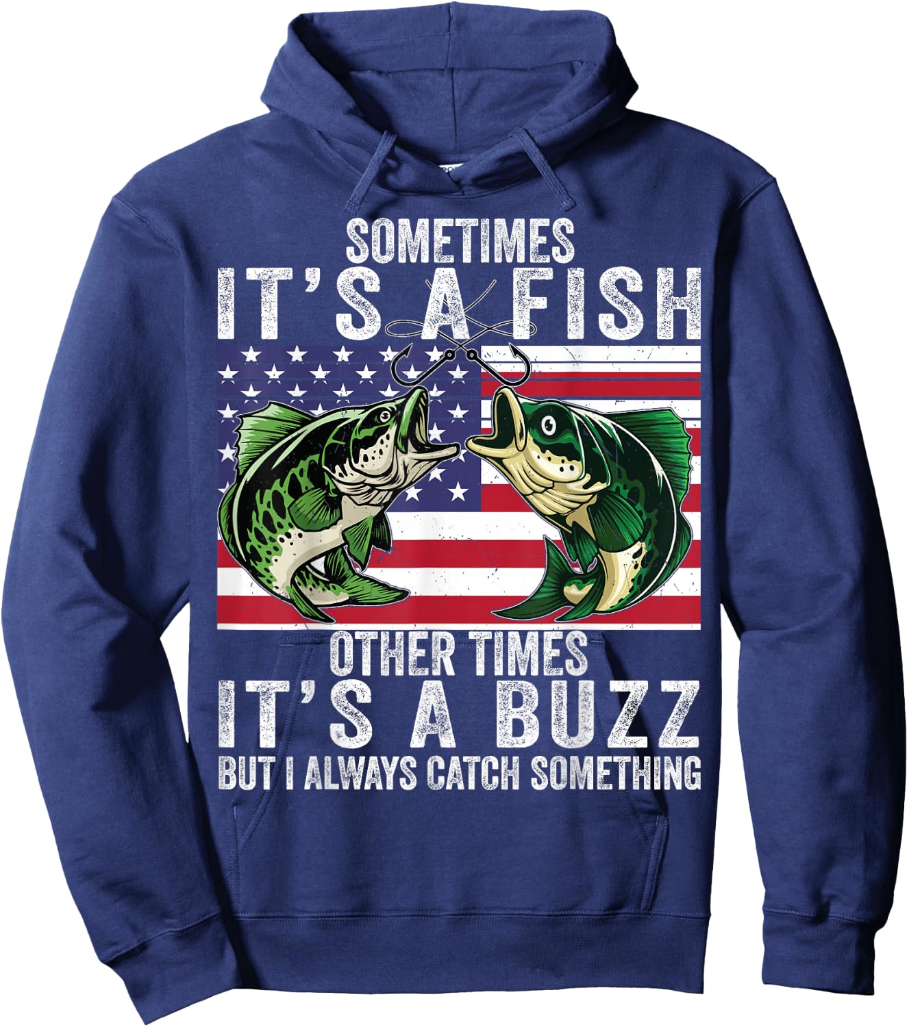 Funny Fishing-Shirt Sometimes It's A Fish Bass Adult Humor Hoodie - Hoodie | Navy