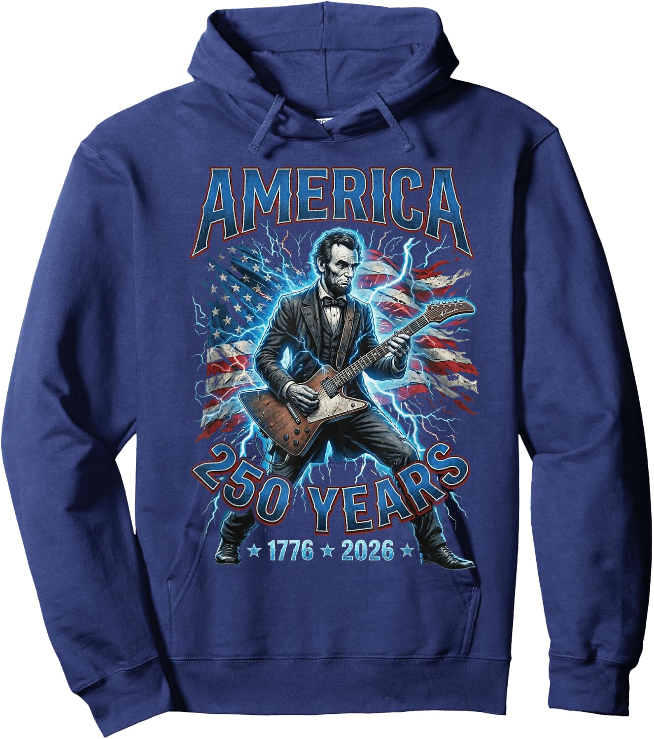 Abraham Lincoln Playing Guitar 250 Years 250 Anniversary USA Hoodie - Hoodie | Navy