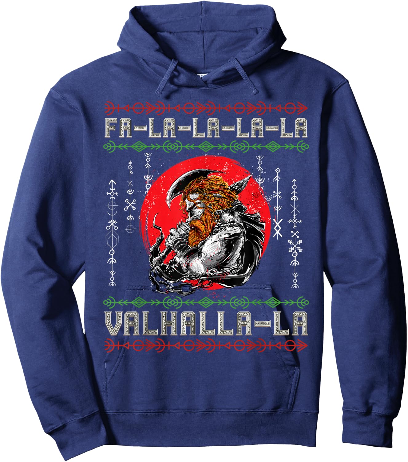 Norse Mythology Viking Nordic Warrior - Pagan Christmas Hoodie - Hoodie | Navy
