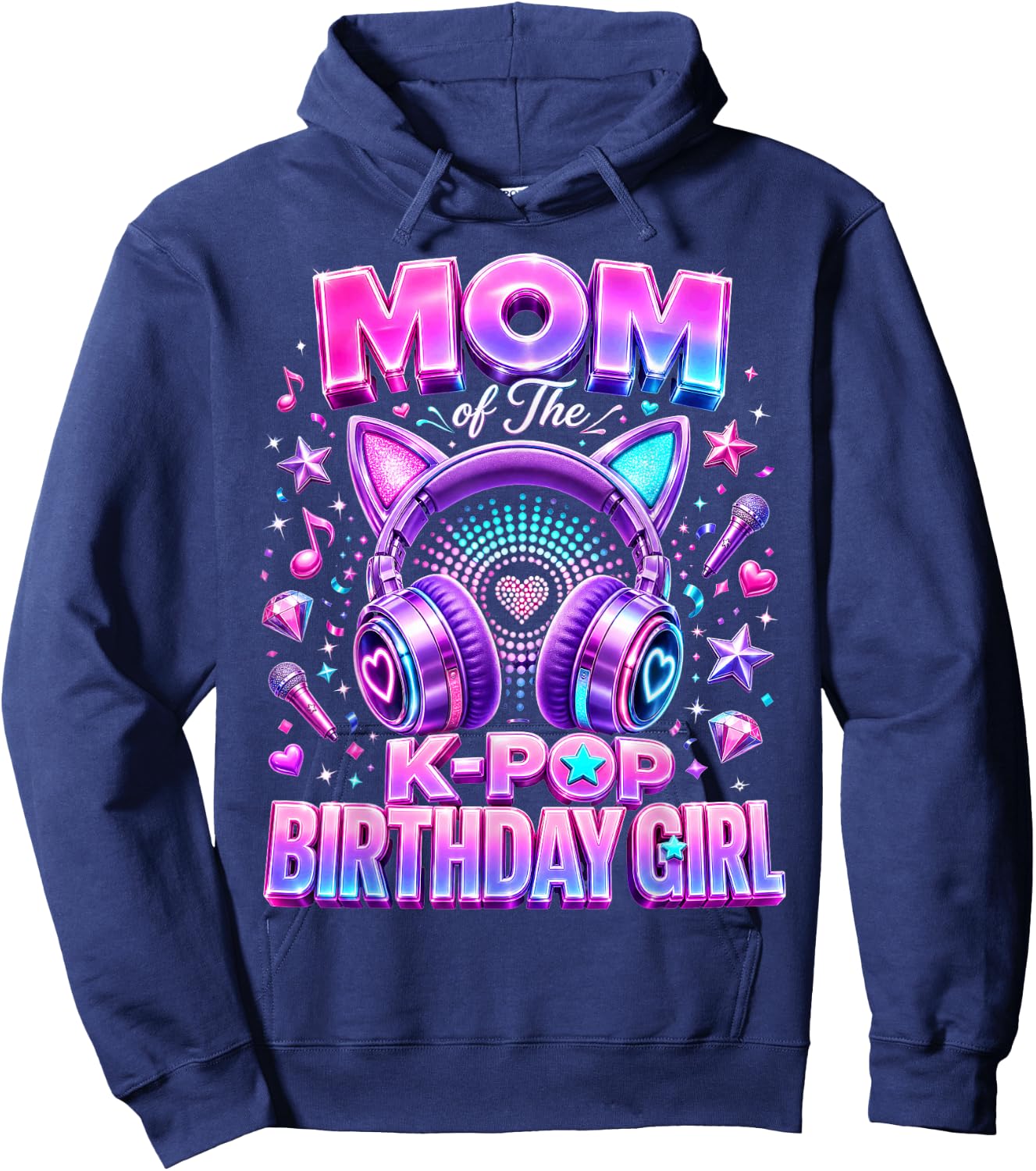 Korean Pop Music Girl Mom of The K-Pop Birthday Girl Hoodie - Hoodie | Navy