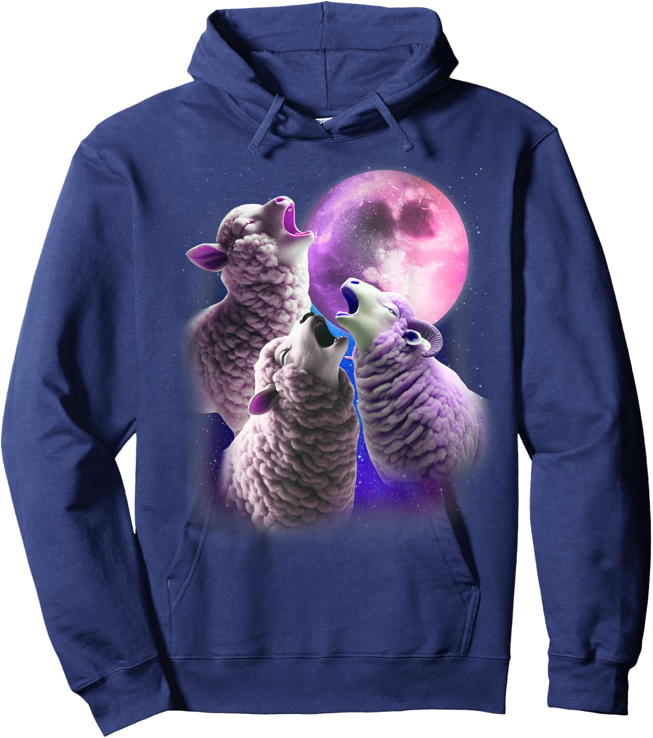 3 Sheeps Howling At The Moon Funny Sheep Animal Lover Farmer Hoodie - Hoodie | Navy