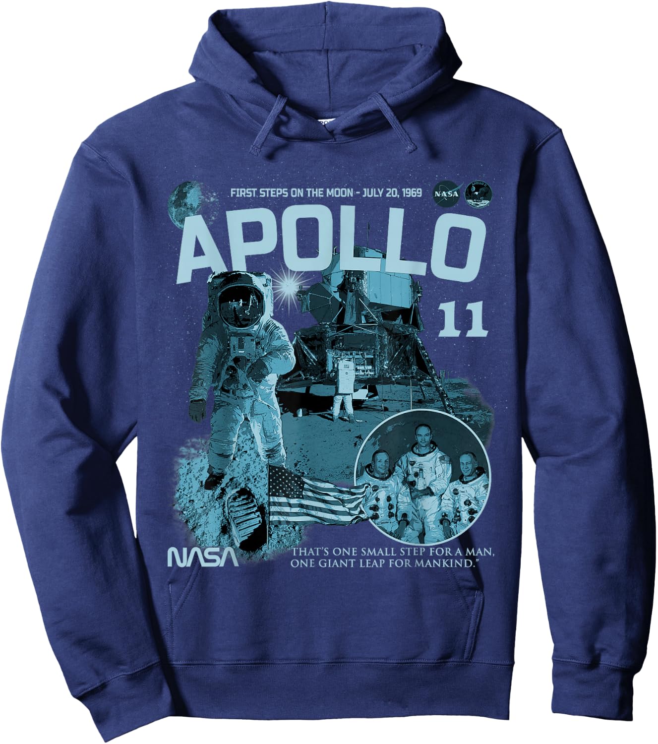 NASA Apollo 11 Mission July 20, 1969 Hoodie - Hoodie | Navy