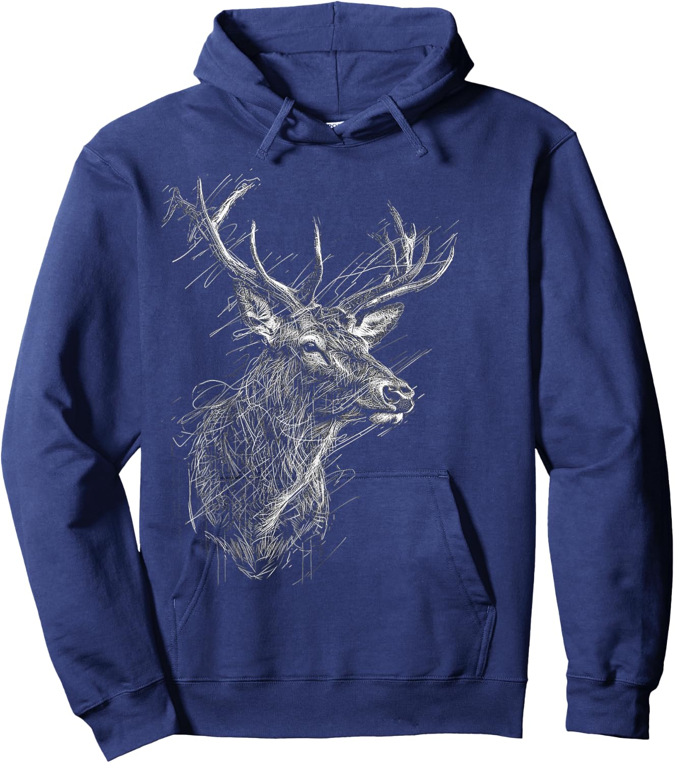Deer Drawing Animal Zoo Illustration Deer , Black, S Hoodie - Hoodie | Navy