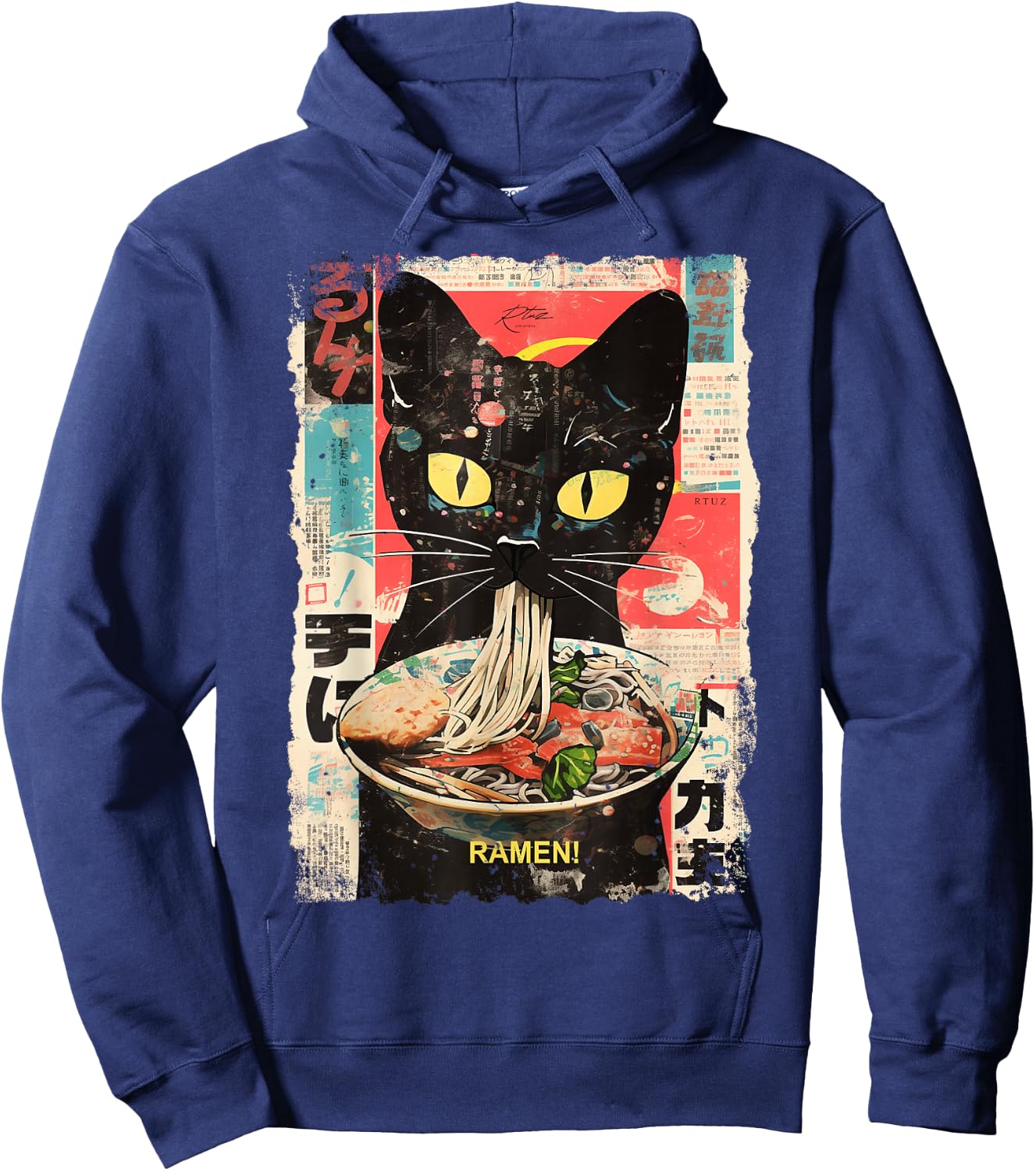 Ramen Nudeln Katze Japan Y2K Kawaii Retro Katzen Manga Anime Hoodie - Hoodie | Navy