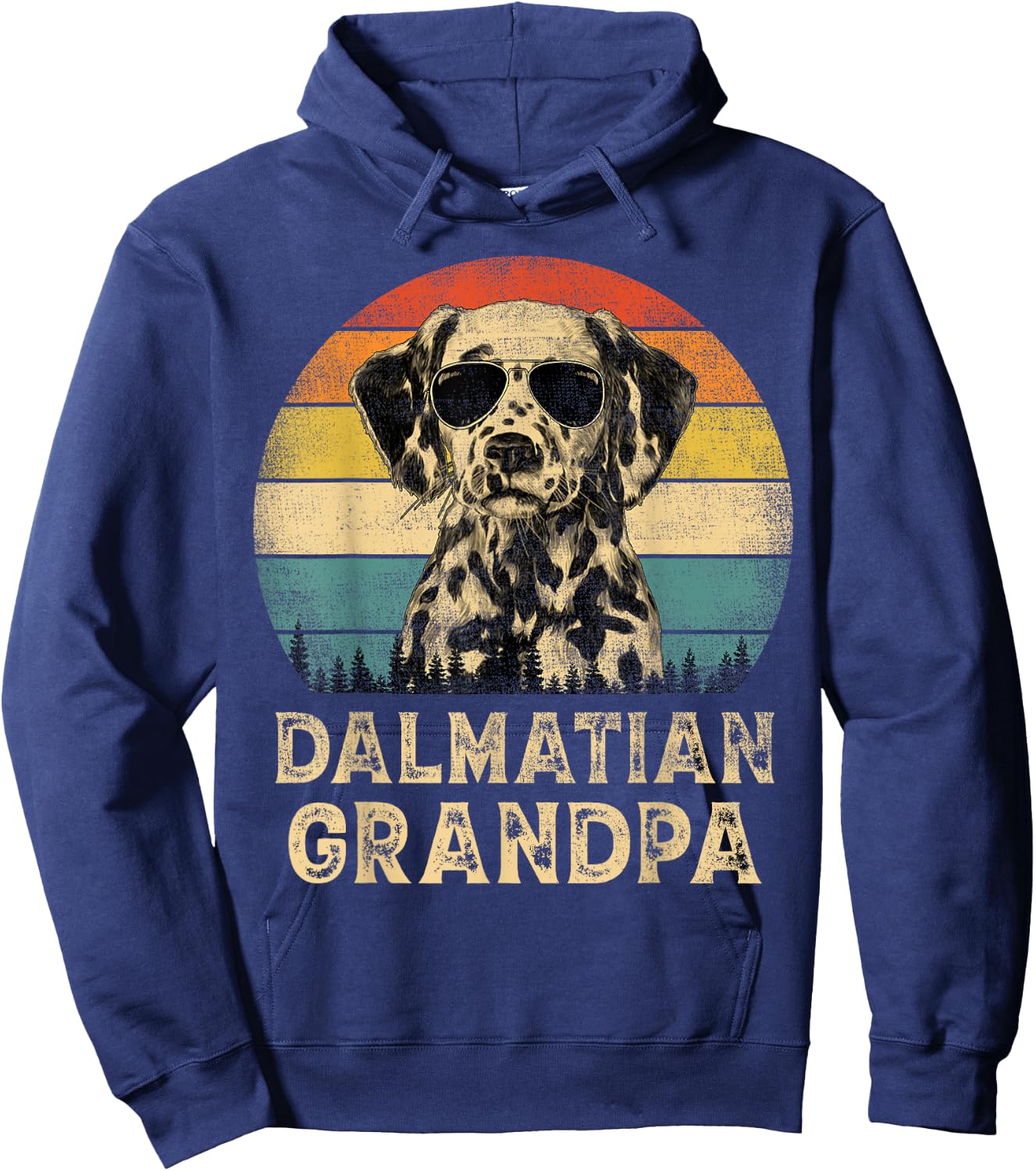 Vintage Dalmatian Grandpa Dog Lovers Father's Day Men Women Hoodie - Hoodie | Navy