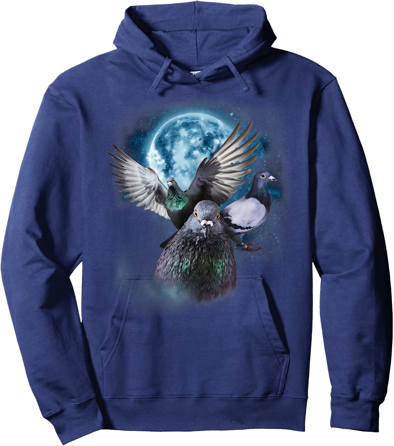 Funny Pigeon Shirt Funny Pigeons Howling on the Moon , black Hoodie - Hoodie | Navy