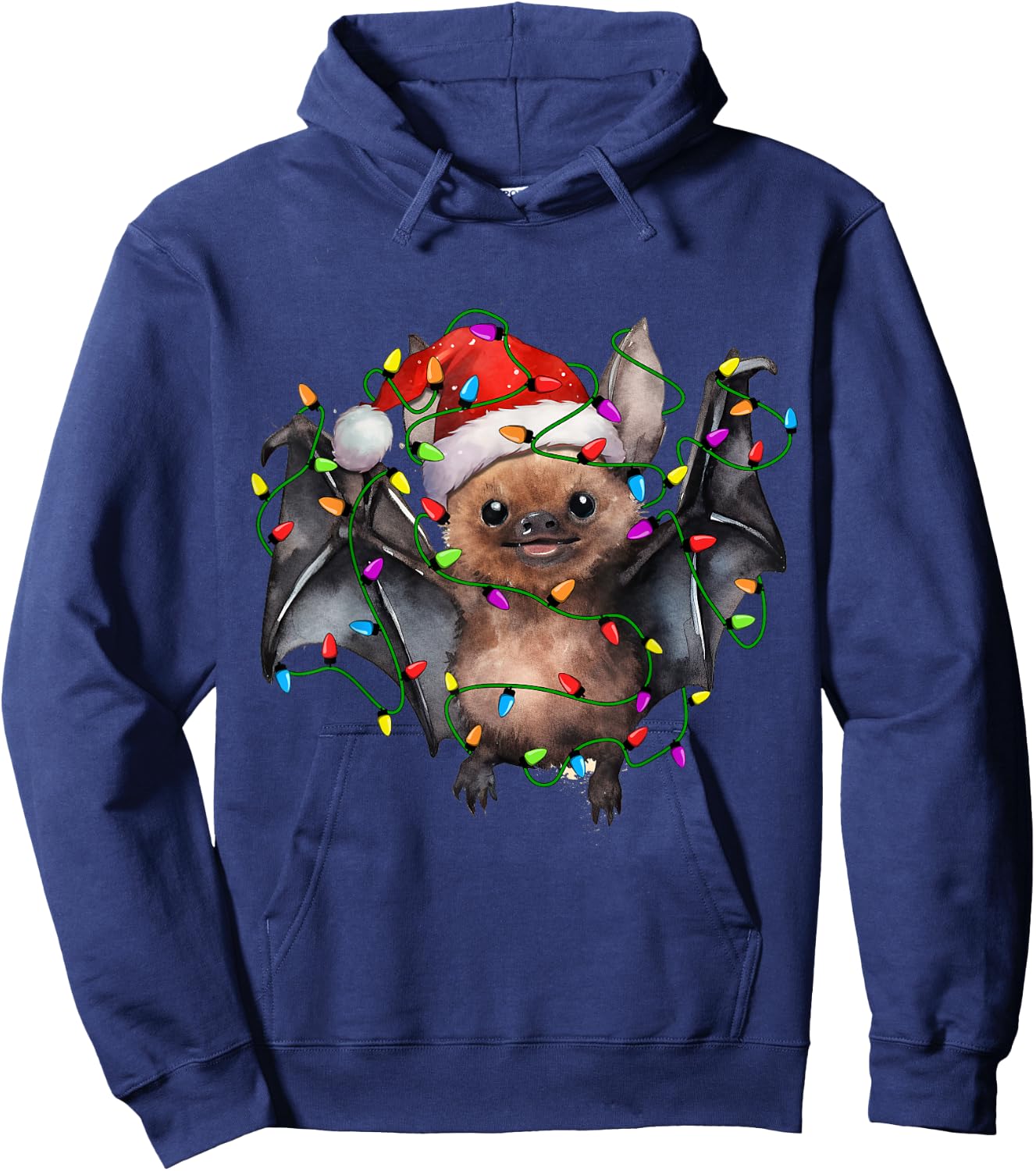 Bat Santa Christmas Tree Lighting Xmas Funny Hoodie - Hoodie | Navy