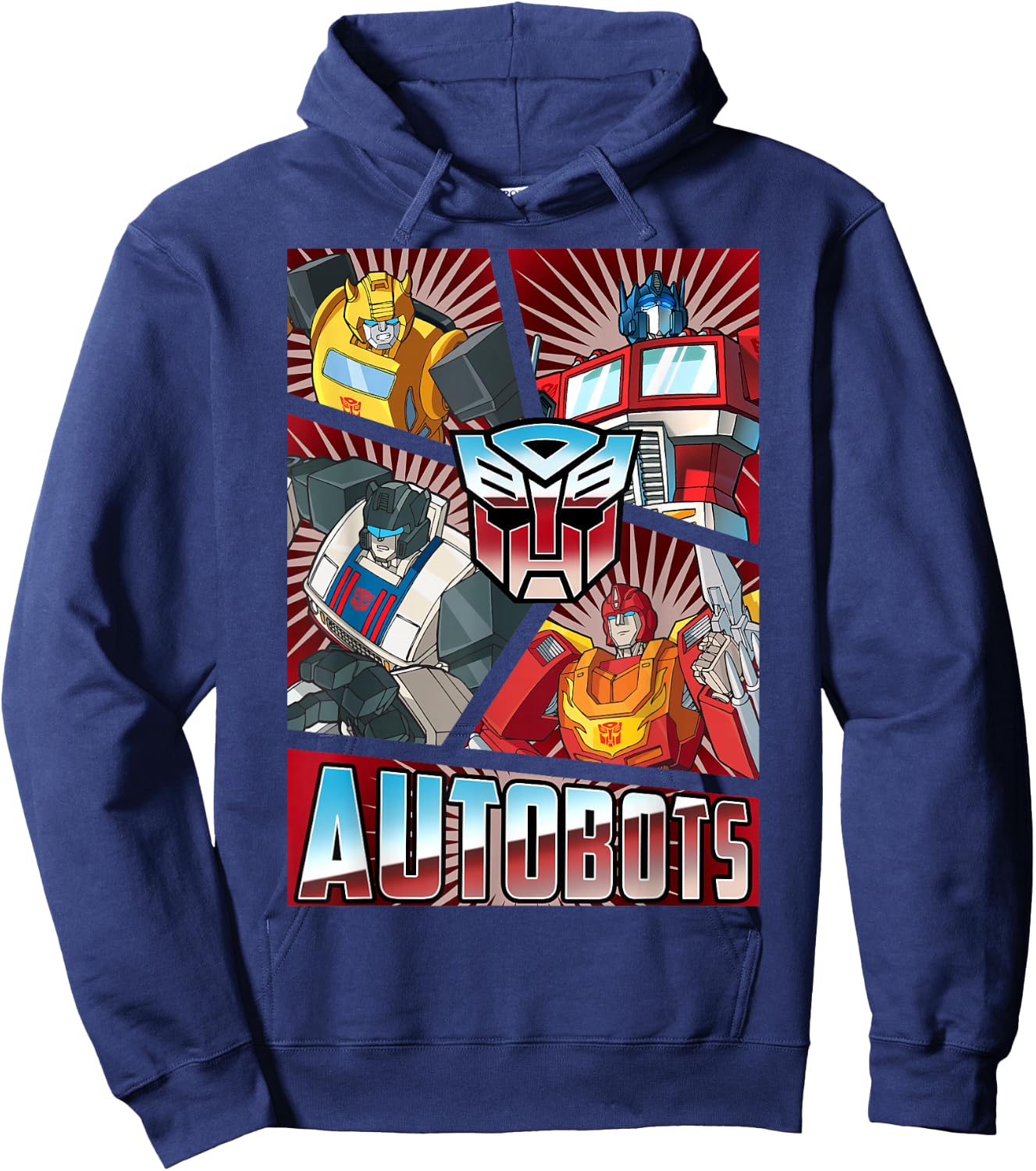 Transformers Autobots Cut Up Retro Vintage Panels Hoodie - Hoodie | Navy
