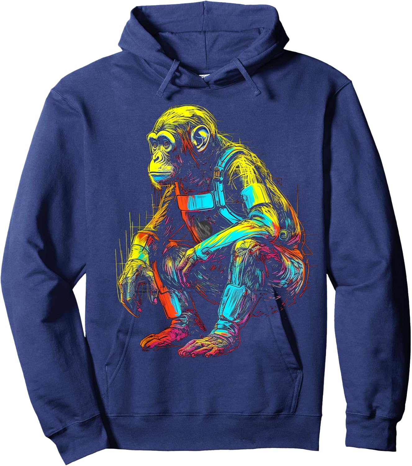 Monkey Fanatsy Chimpanzee Colourful Art Animal Motif Monkey Hoodie - Hoodie | Navy
