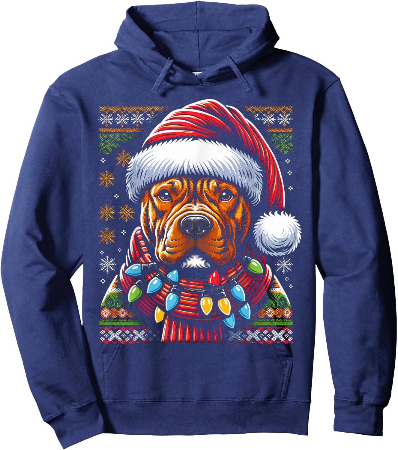 Christmas Pit bull Xmas Pit Bull Mom Dog Lover Santa Hoodie - Hoodie | Navy