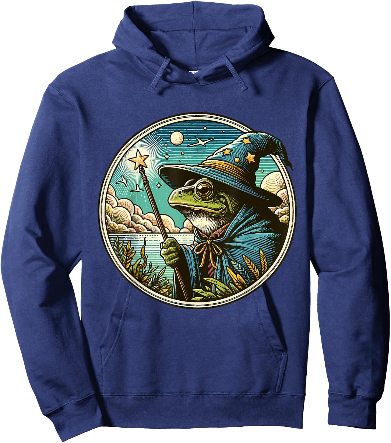 Whimsical Frog Wizard Hoodie - Hoodie | Navy