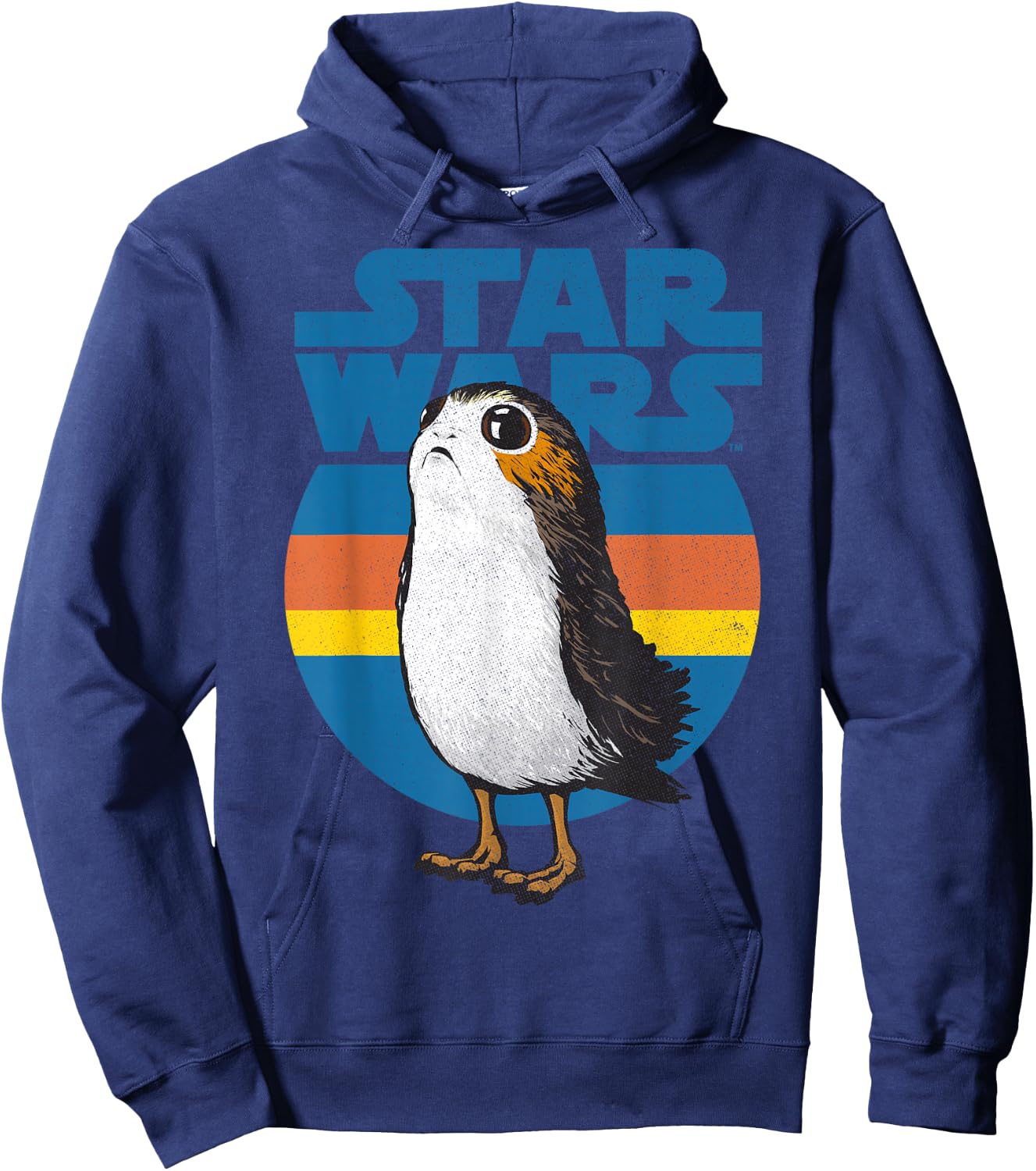 Star Wars Last Jedi Porg Retro Stripes Logo Graphic Hoodie - Hoodie | Navy